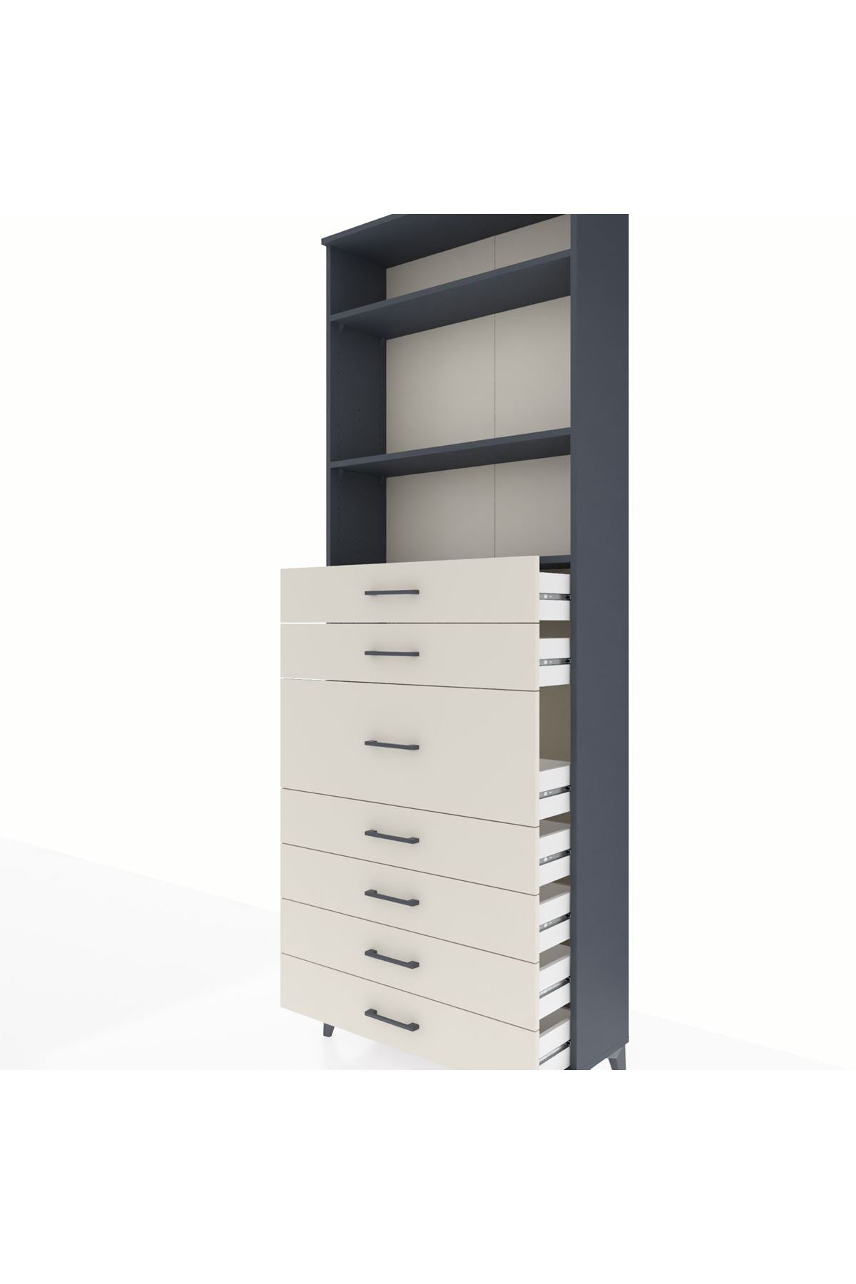 Arges Dolap 3 Raflı 7 Çekmeceli 88x30x243 - S33M108V4A
