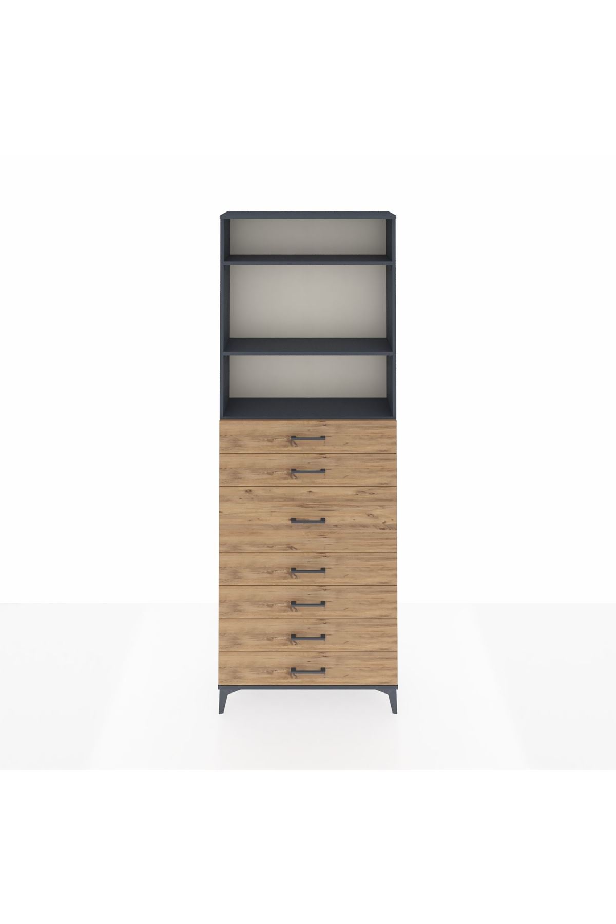 Arges Dolap 3 Raflı 7 Çekmeceli 88x30x243 - S33M108V6A