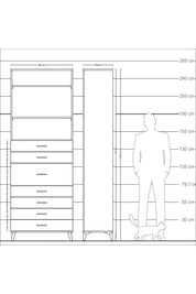 Arges Dolap 3 Raflı 7 Çekmeceli 88x30x243 - S33M108V6A