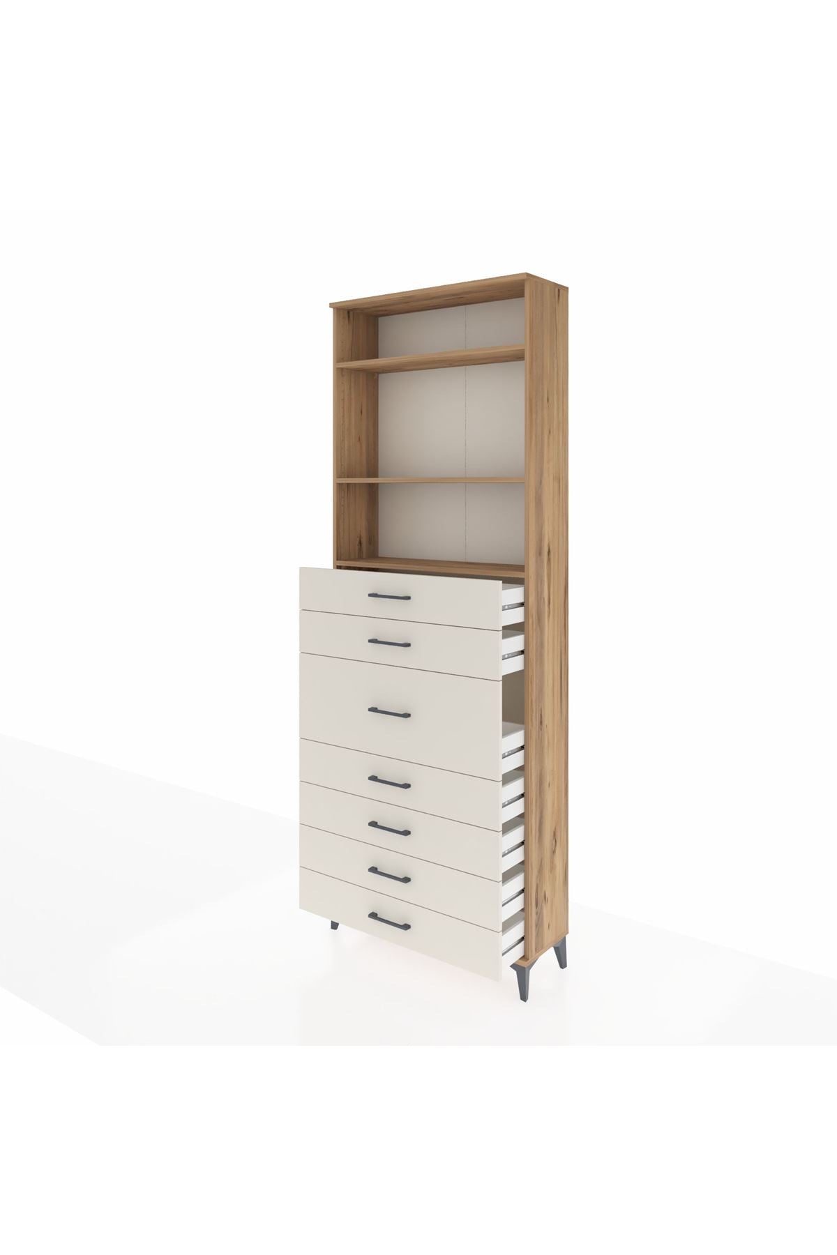 Arges Dolap 3 Raflı 7 Çekmeceli 88x30x243 - S33M108V7A