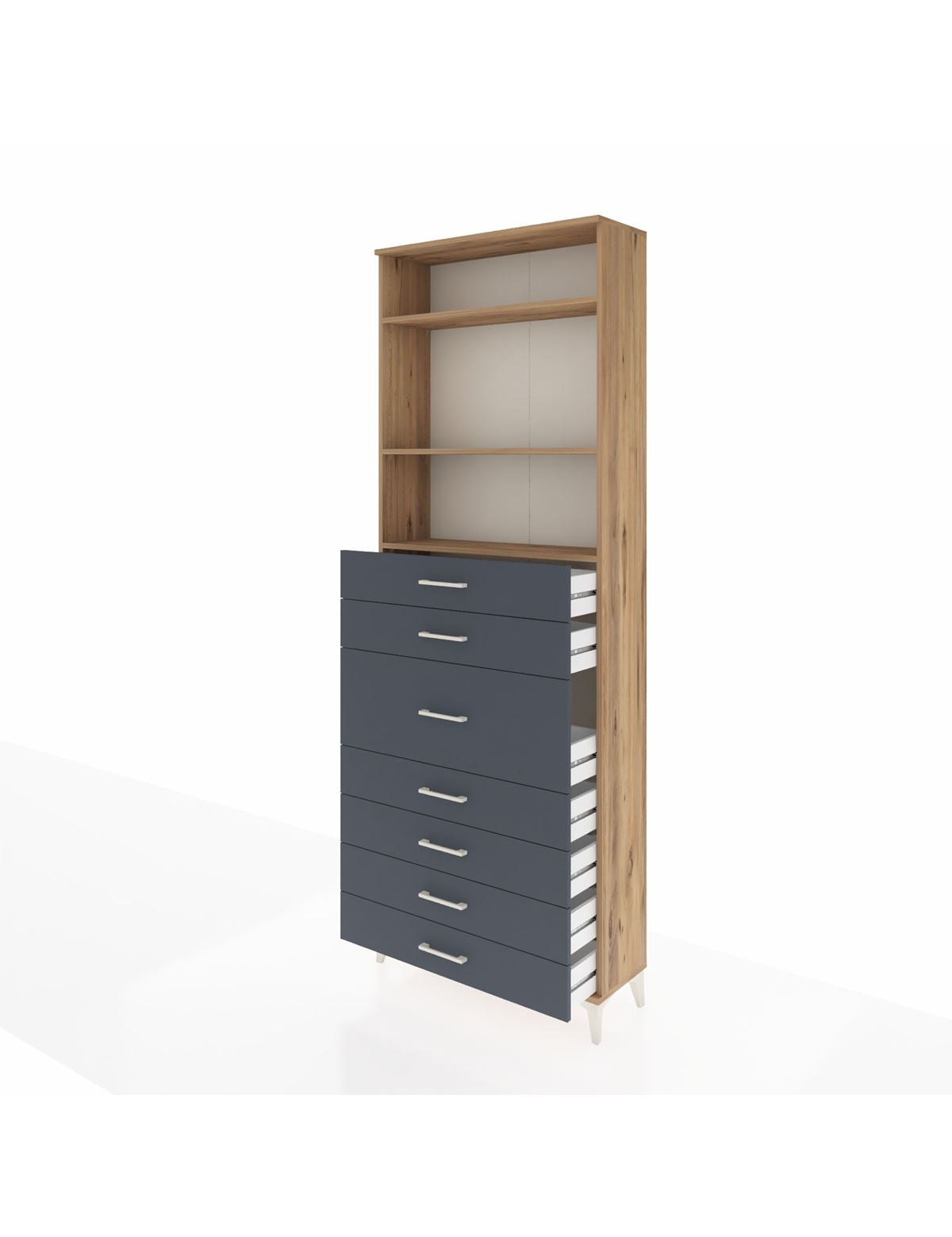 Arges Dolap 3 Raflı 7 Çekmeceli 88x30x243 - S33M108V8A