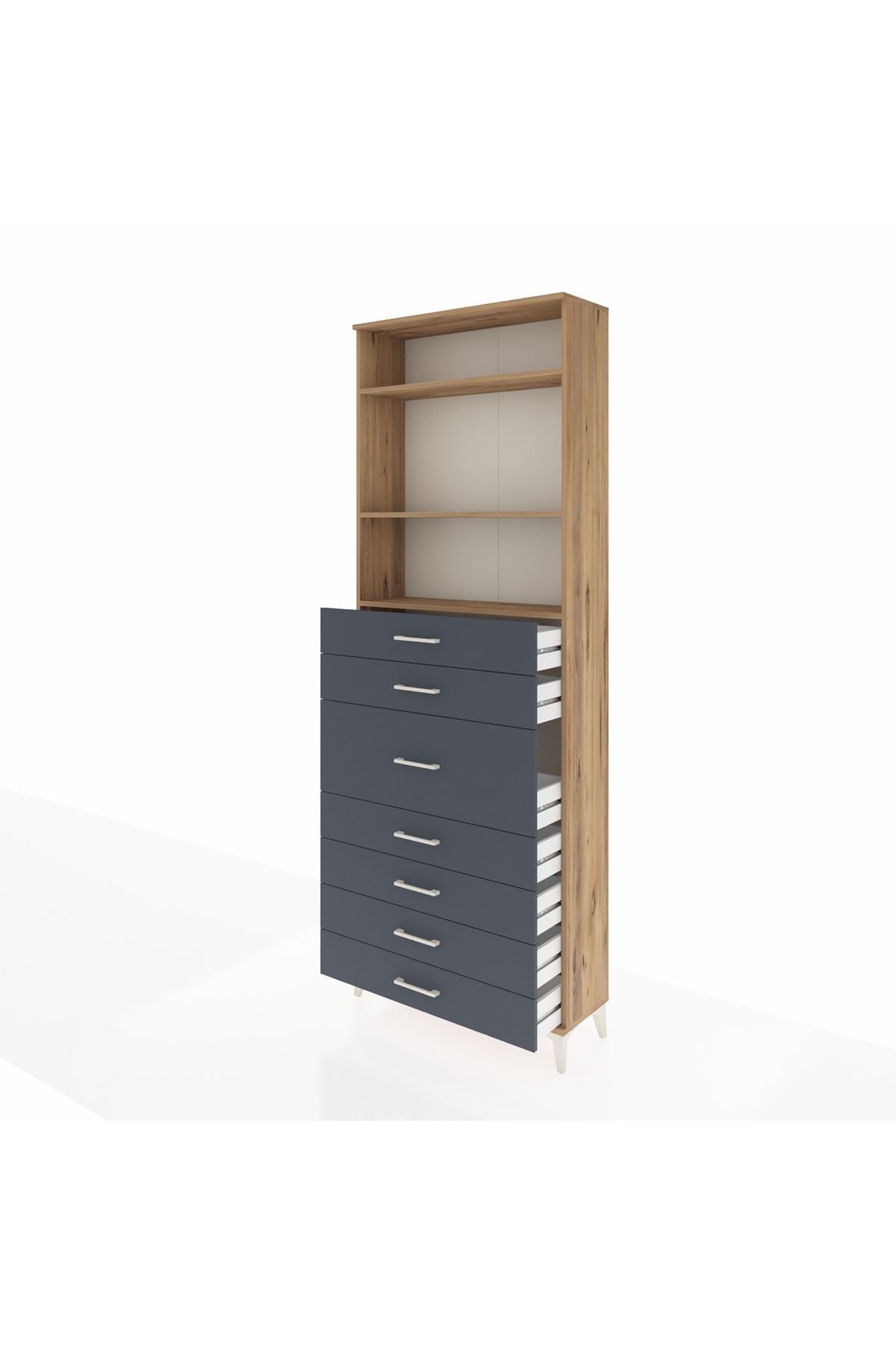 Arges Dolap 3 Raflı 7 Çekmeceli 88x30x243 - S33M108V8A
