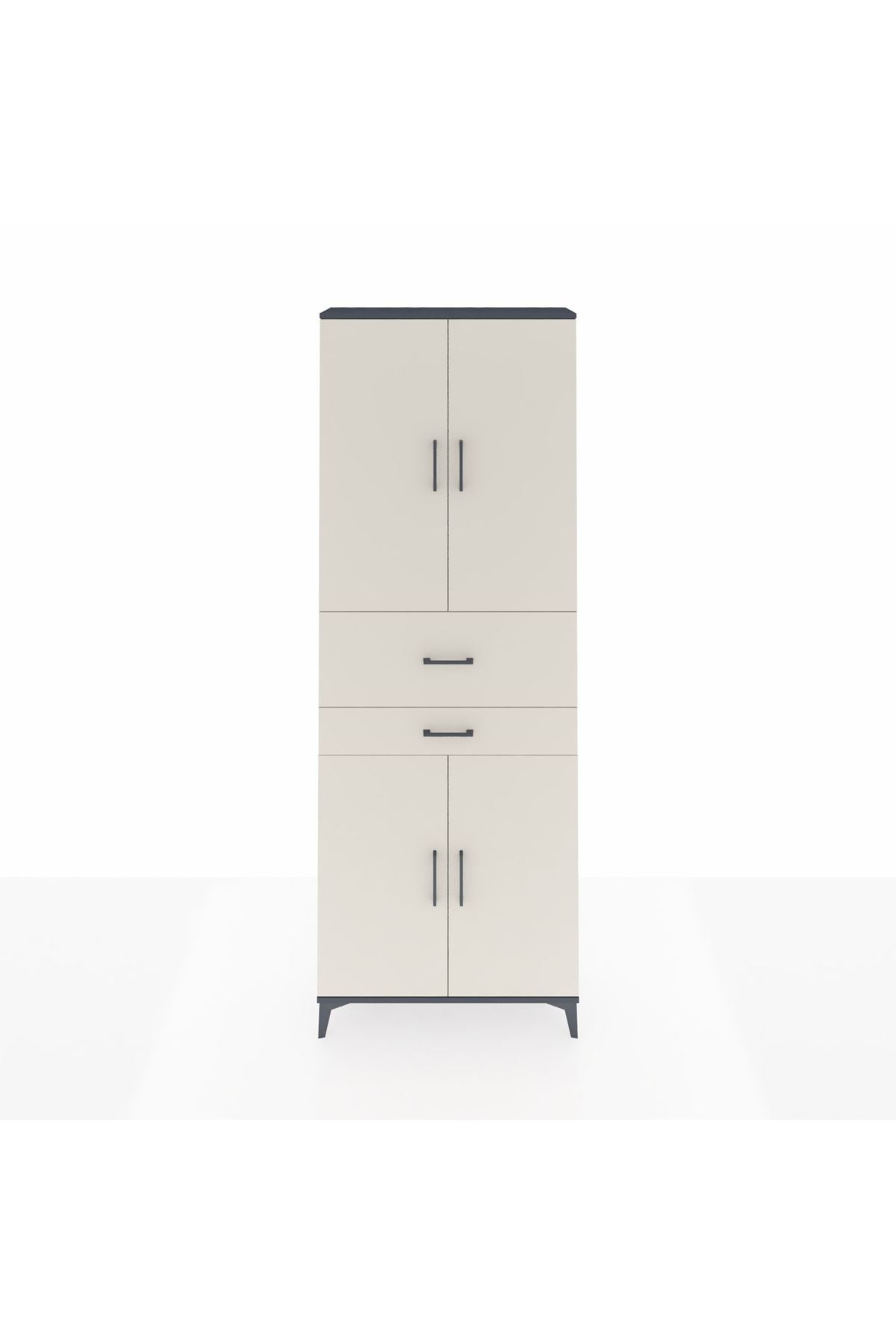 Arges Dolap 4 Raflı 2 Çekmeceli 4 Kapaklı 88x30x243 - S33M109V4A
