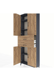 Arges Dolap 4 Raflı 2 Çekmeceli 4 Kapaklı 88x30x243 - S33M109V6A