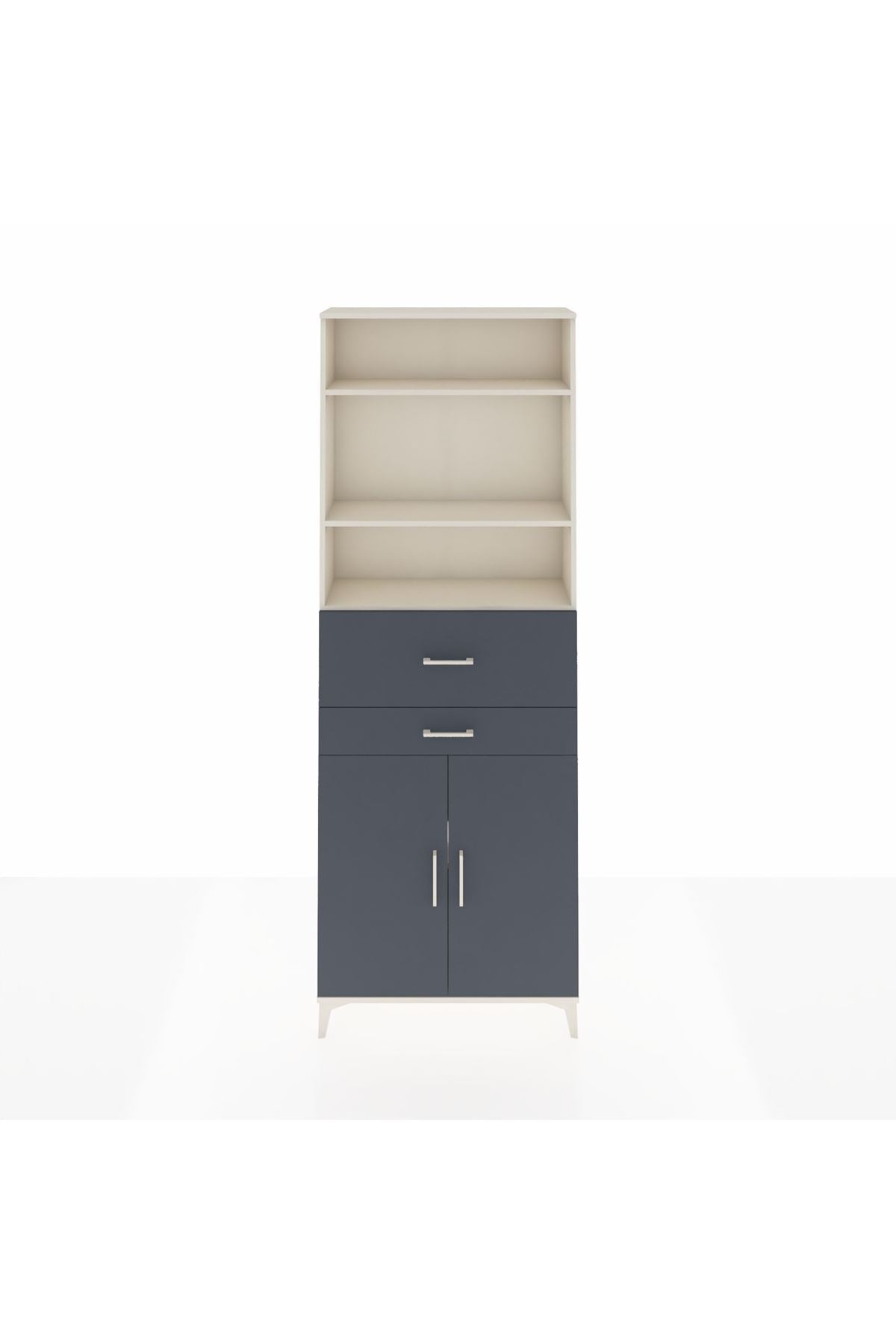 Arges Dolap 4 Raflı 2 Çekmeceli 2 Kapaklı 88x30x243 - S33M110V2A