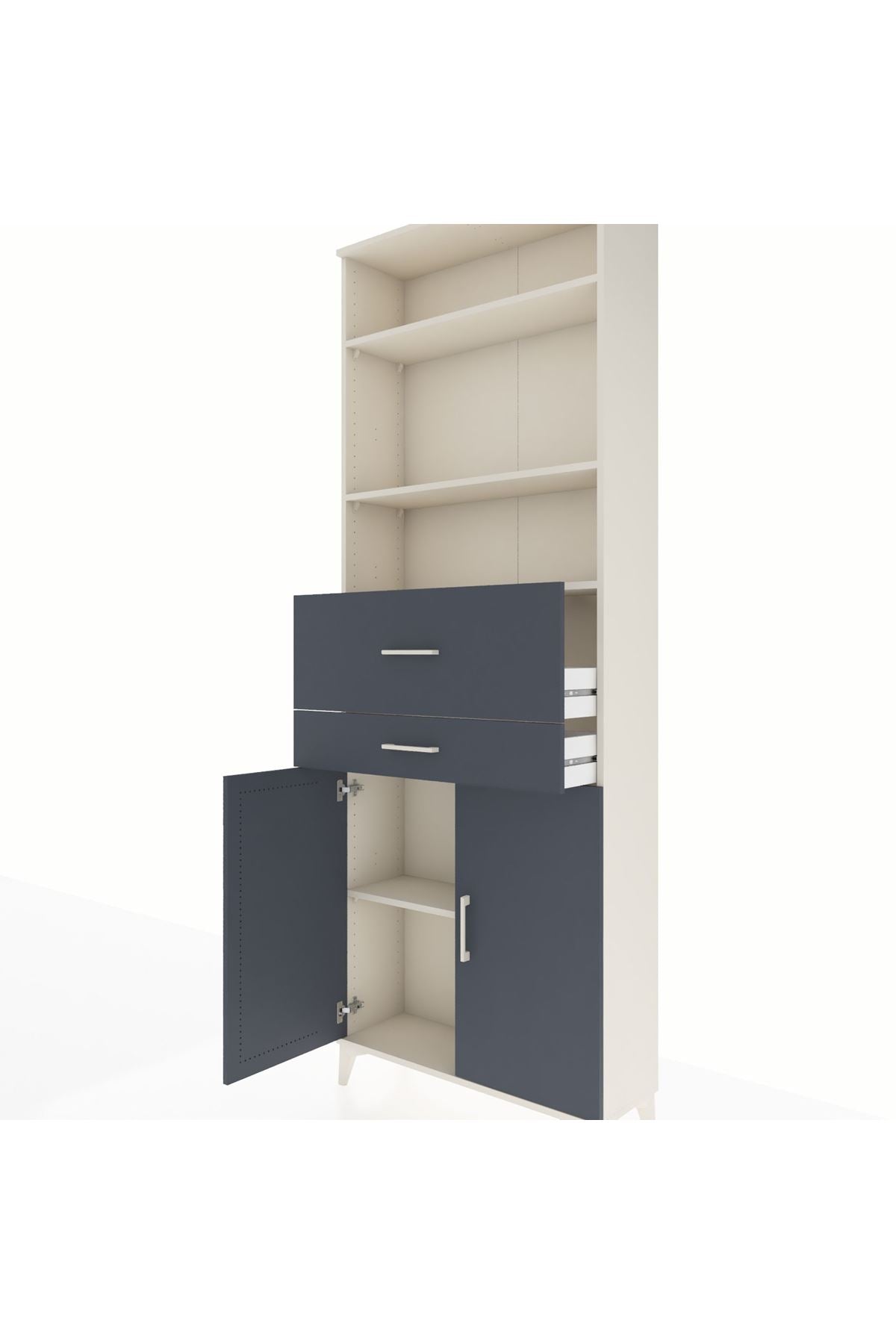 Arges Dolap 4 Raflı 2 Çekmeceli 2 Kapaklı 88x30x243 - S33M110V2A