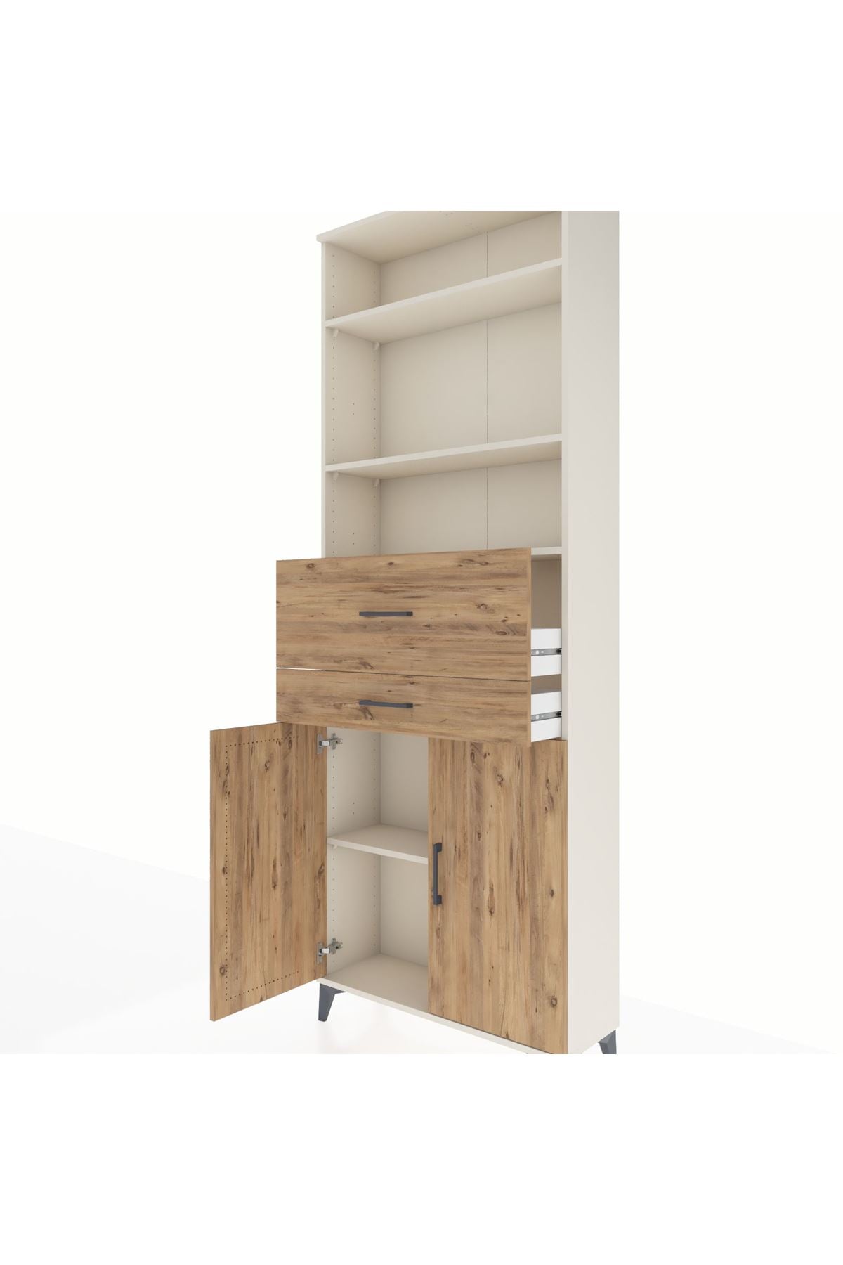 Arges Dolap 4 Raflı 2 Çekmeceli 2 Kapaklı 88x30x243 - S33M110V3A