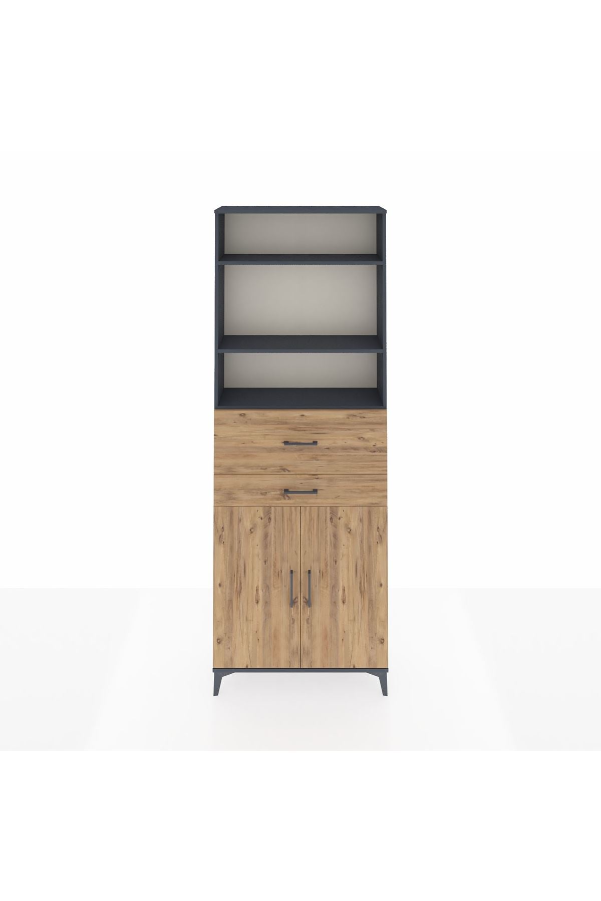 Arges Dolap 4 Raflı 2 Çekmeceli 2 Kapaklı 88x30x243 - S33M110V6A