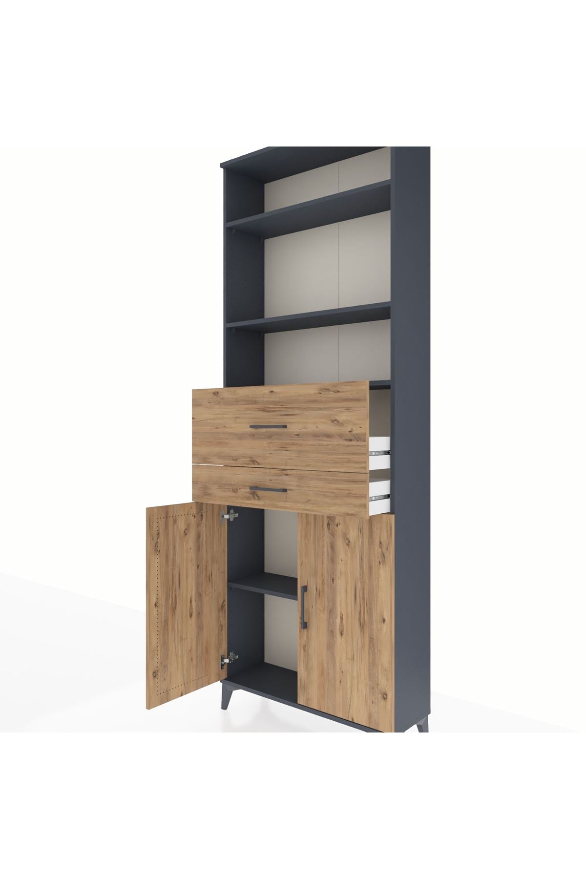 Arges Dolap 4 Raflı 2 Çekmeceli 2 Kapaklı 88x30x243 - S33M110V6A