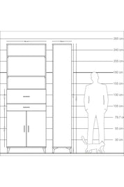 Arges Dolap 4 Raflı 2 Çekmeceli 2 Kapaklı 88x30x243 - S33M110V7A