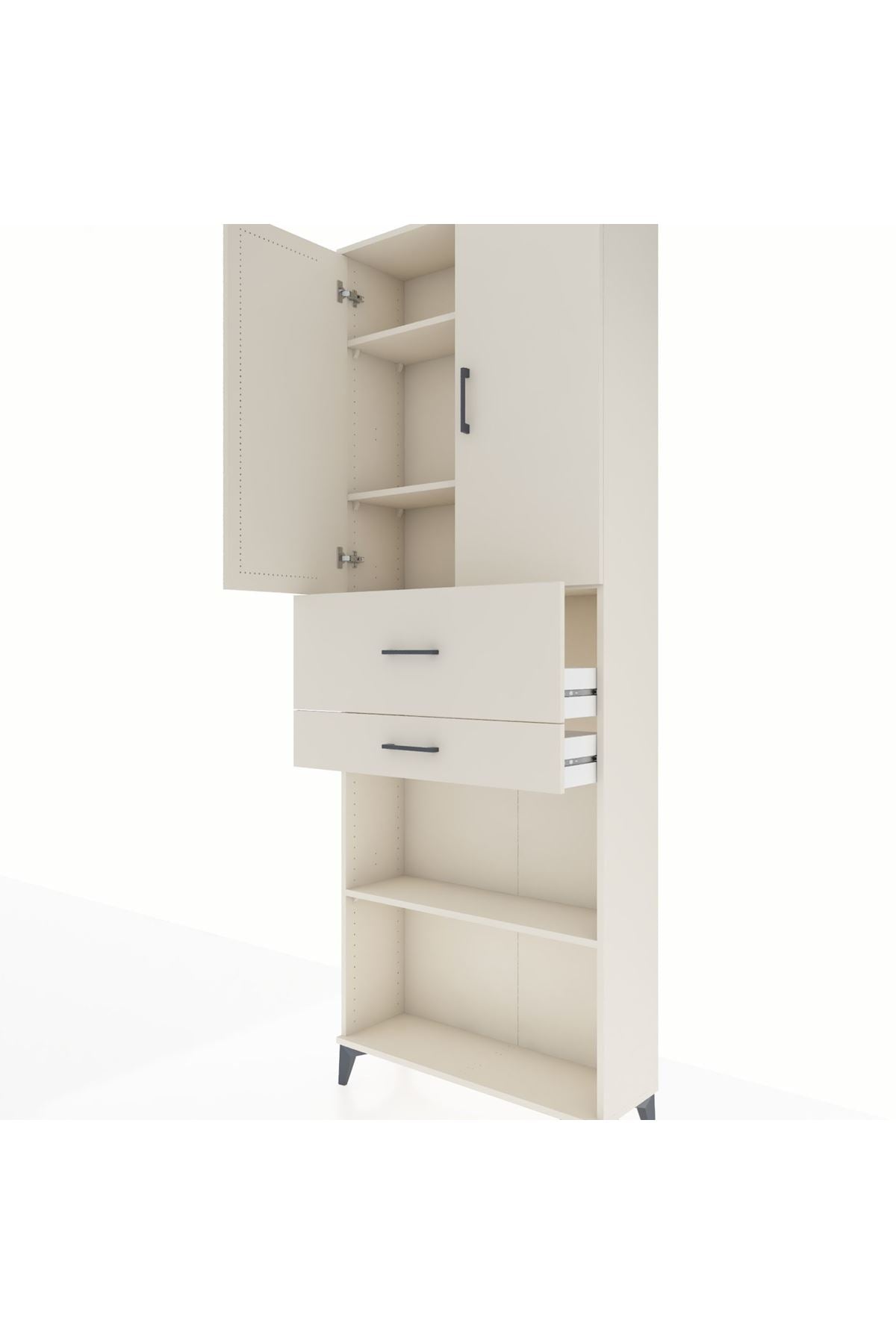 Arges Dolap 4 Raflı 2 Çekmeceli 2 Kapaklı 88x30x243 - S33M111V1A