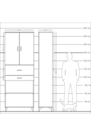 Arges Dolap 4 Raflı 2 Çekmeceli 2 Kapaklı 88x30x243 - S33M111V1A