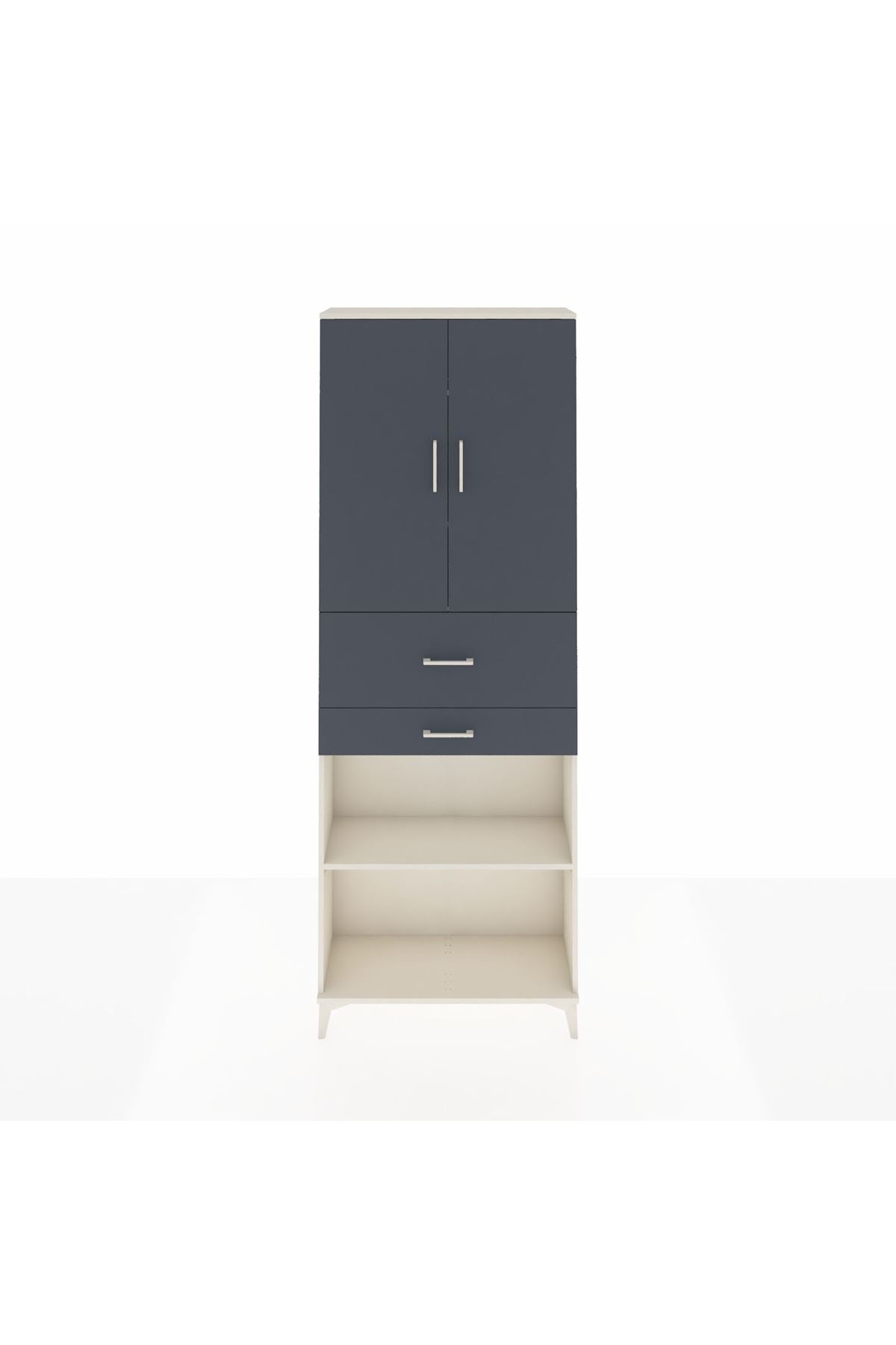 Arges Dolap 4 Raflı 2 Çekmeceli 2 Kapaklı 88x30x243 - S33M111V2A