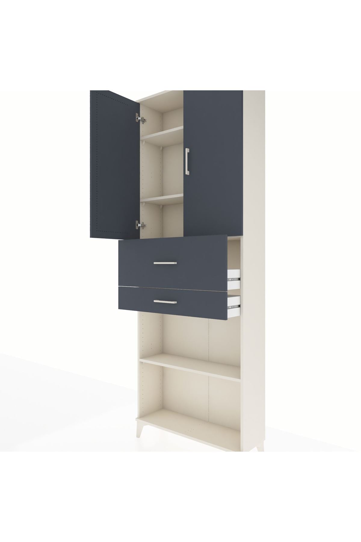 Arges Dolap 4 Raflı 2 Çekmeceli 2 Kapaklı 88x30x243 - S33M111V2A