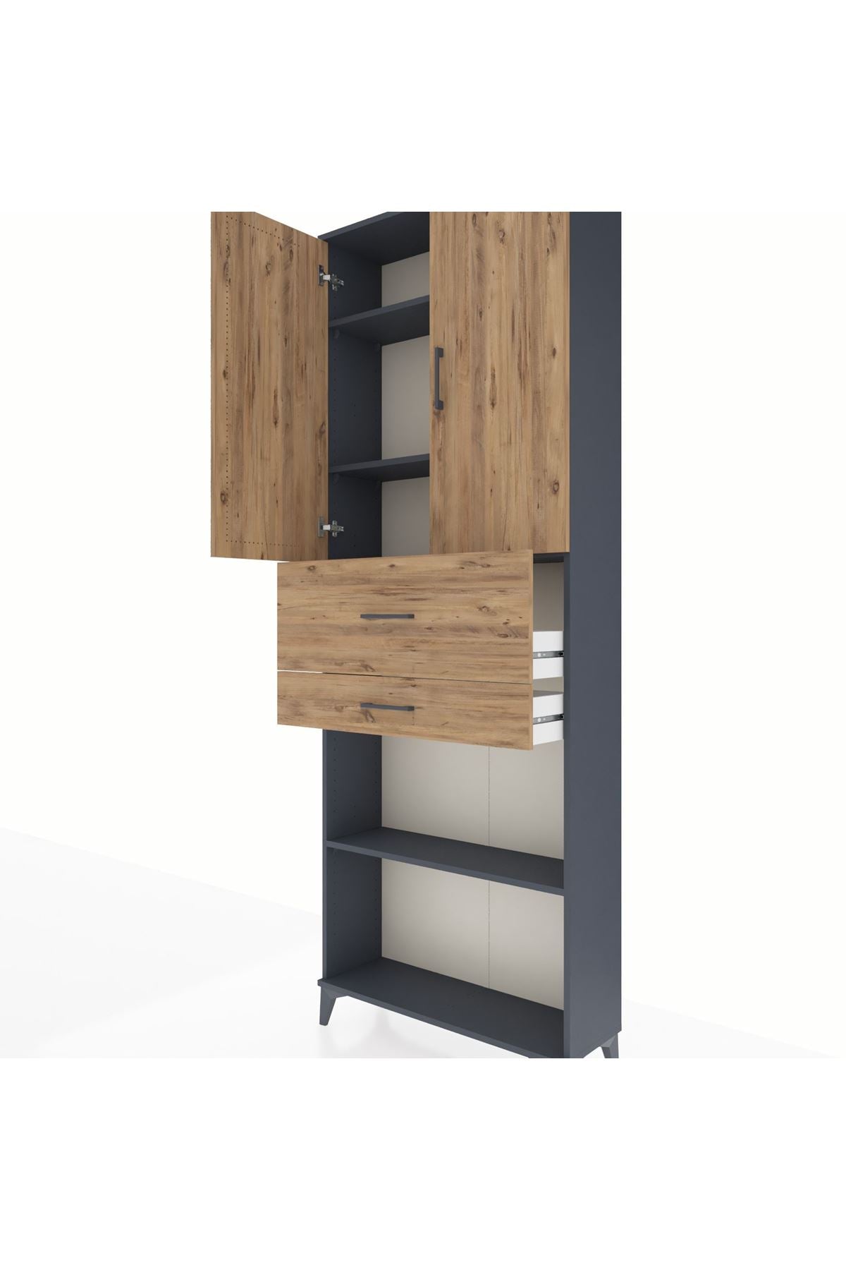 Arges Dolap 4 Raflı 2 Çekmeceli 2 Kapaklı 88x30x243 - S33M111V6A