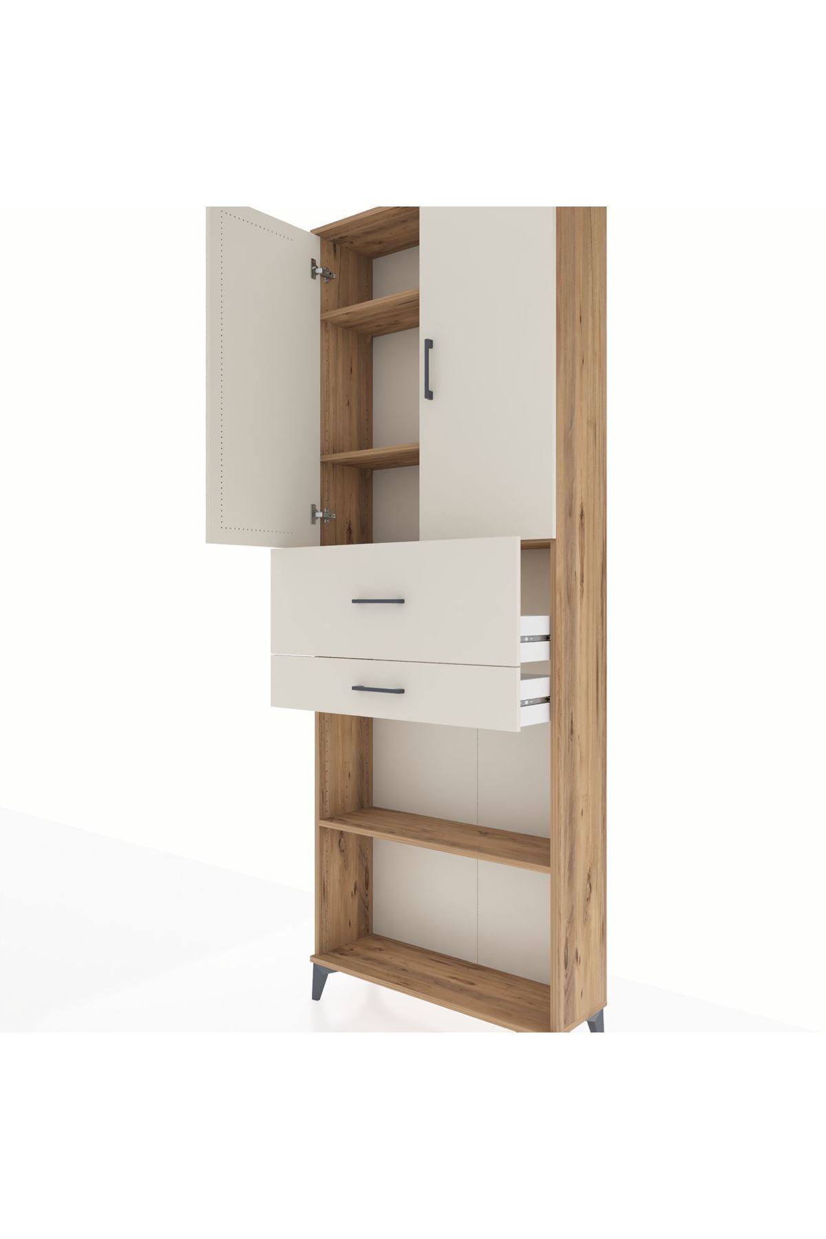 Arges Dolap 4 Raflı 2 Çekmeceli 2 Kapaklı 88x30x243 - S33M111V7A