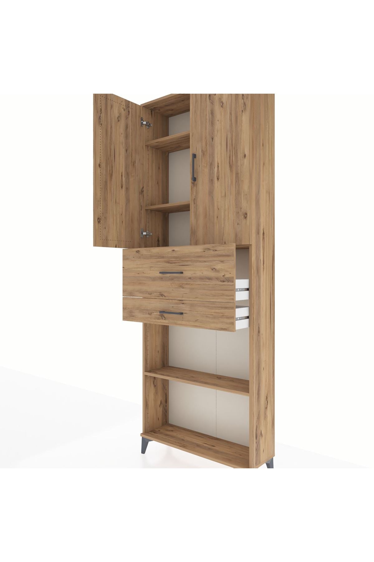 Arges Dolap 4 Raflı 2 Çekmeceli 2 Kapaklı 88x30x243 - S33M111V9A