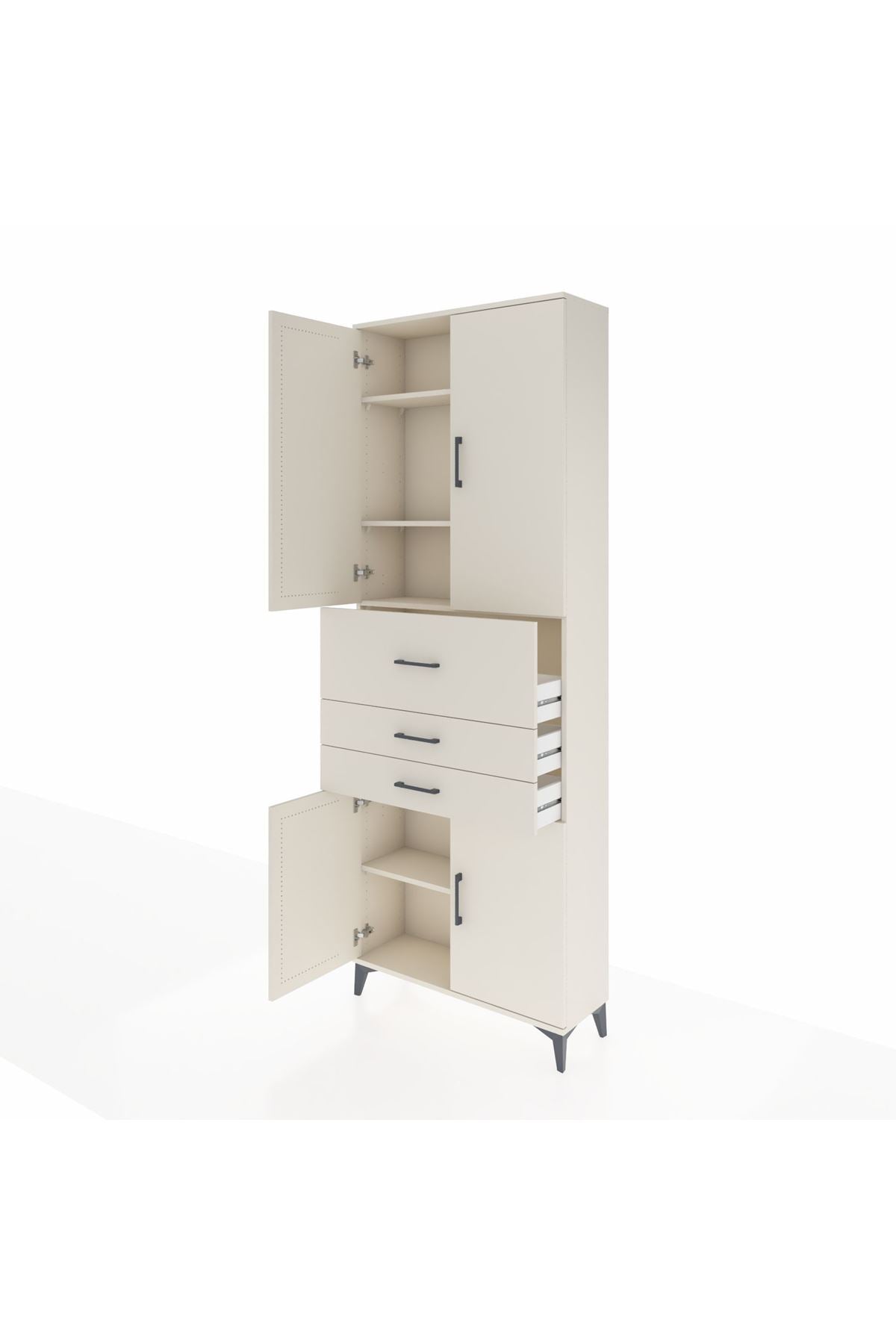 Arges Dolap 4 Raflı 3 Çekmeceli 4 Kapaklı 88x30x243 - S33M113V1A