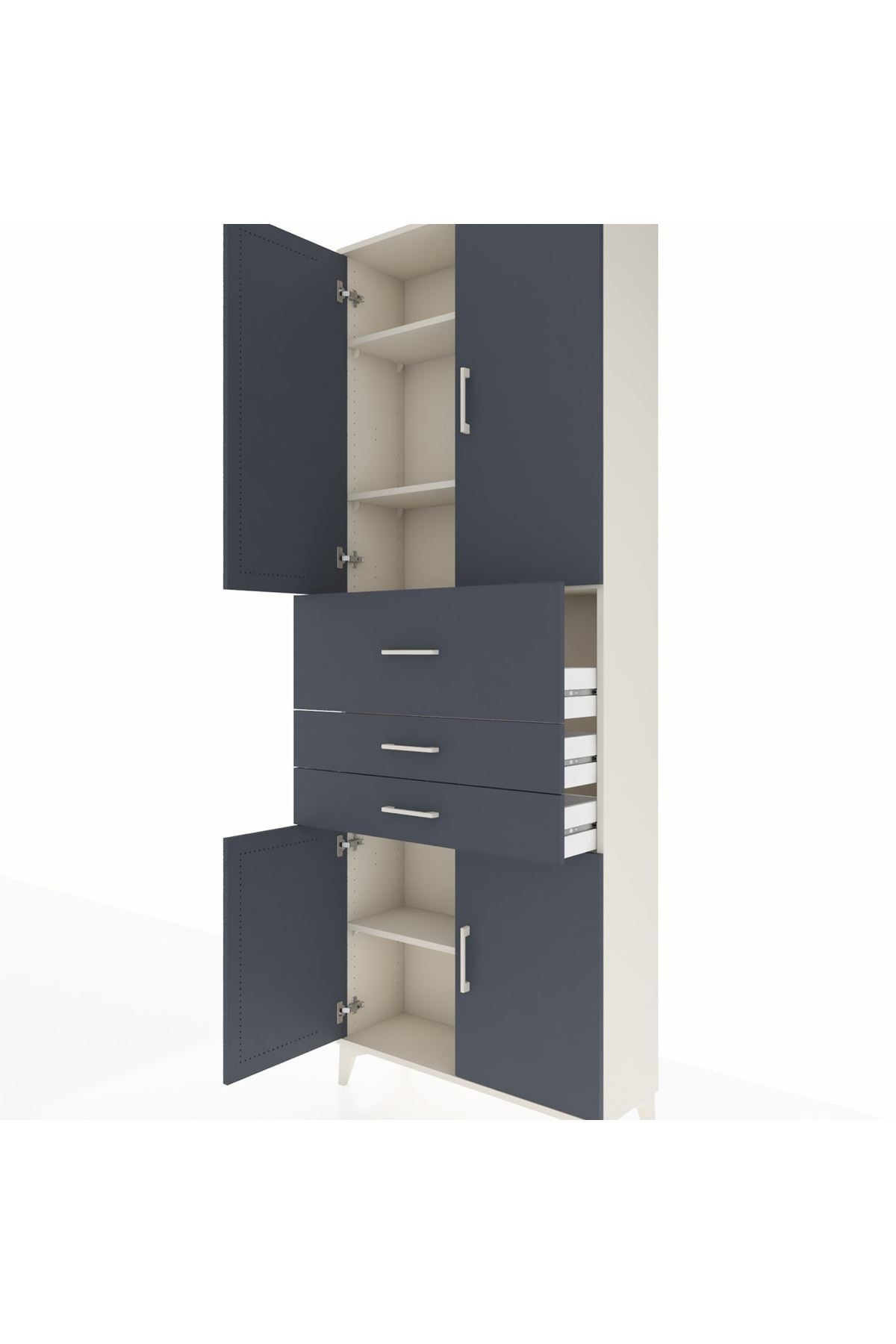 Arges Dolap 4 Raflı 3 Çekmeceli 4 Kapaklı 88x30x243 - S33M113V2A