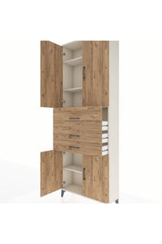 Arges Dolap 4 Raflı 3 Çekmeceli 4 Kapaklı 88x30x243 - S33M113V3A