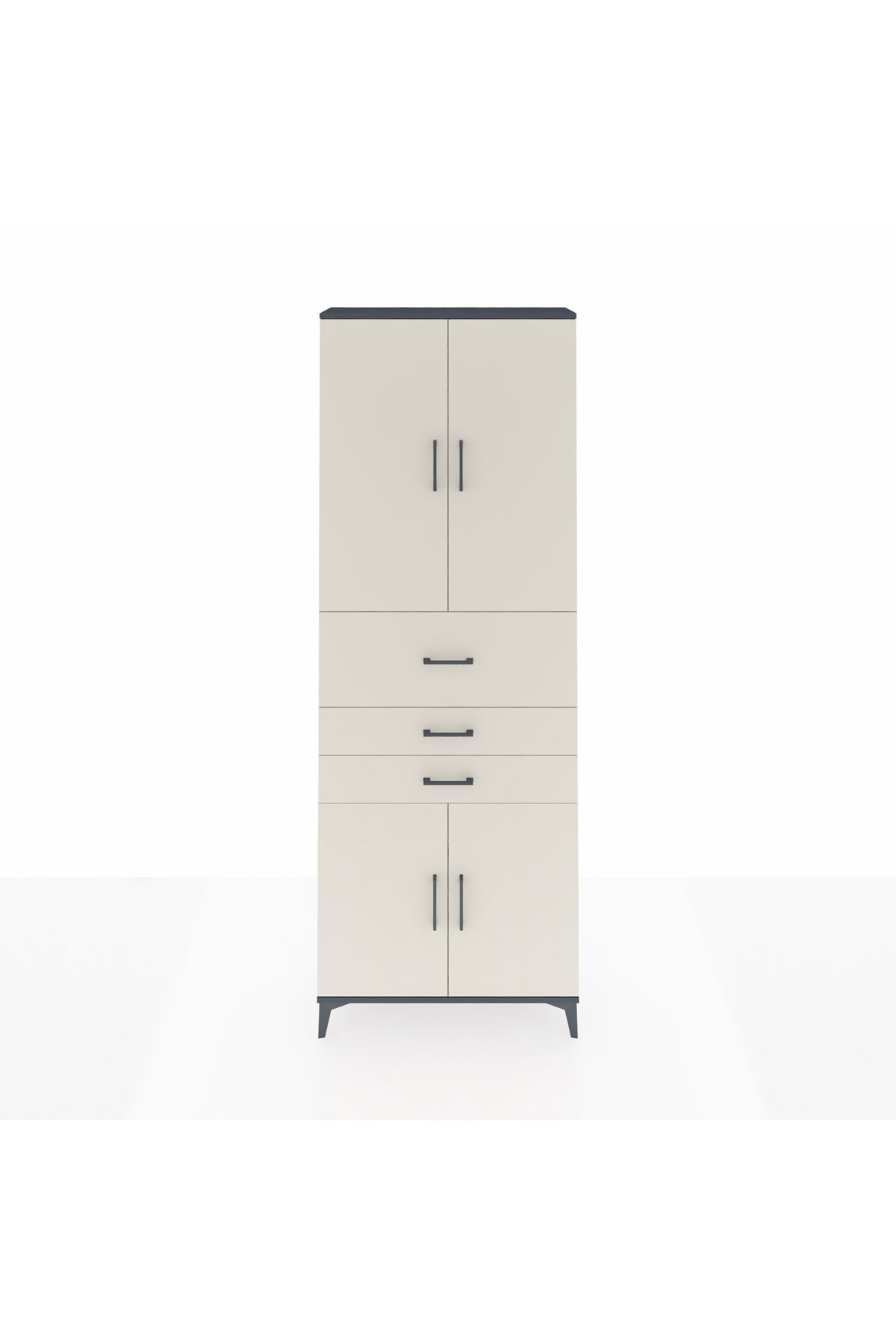 Arges Dolap 4 Raflı 3 Çekmeceli 4 Kapaklı 88x30x243 - S33M113V4A