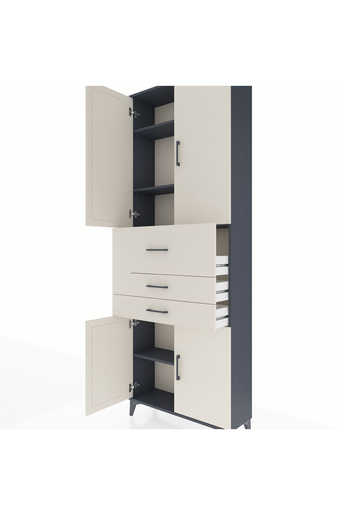 Arges Dolap 4 Raflı 3 Çekmeceli 4 Kapaklı 88x30x243 - S33M113V4A