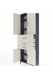 Arges Dolap 4 Raflı 3 Çekmeceli 4 Kapaklı 88x30x243 - S33M113V4A
