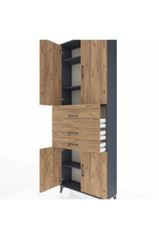 Arges Dolap 4 Raflı 3 Çekmeceli 4 Kapaklı 88x30x243 - S33M113V6A