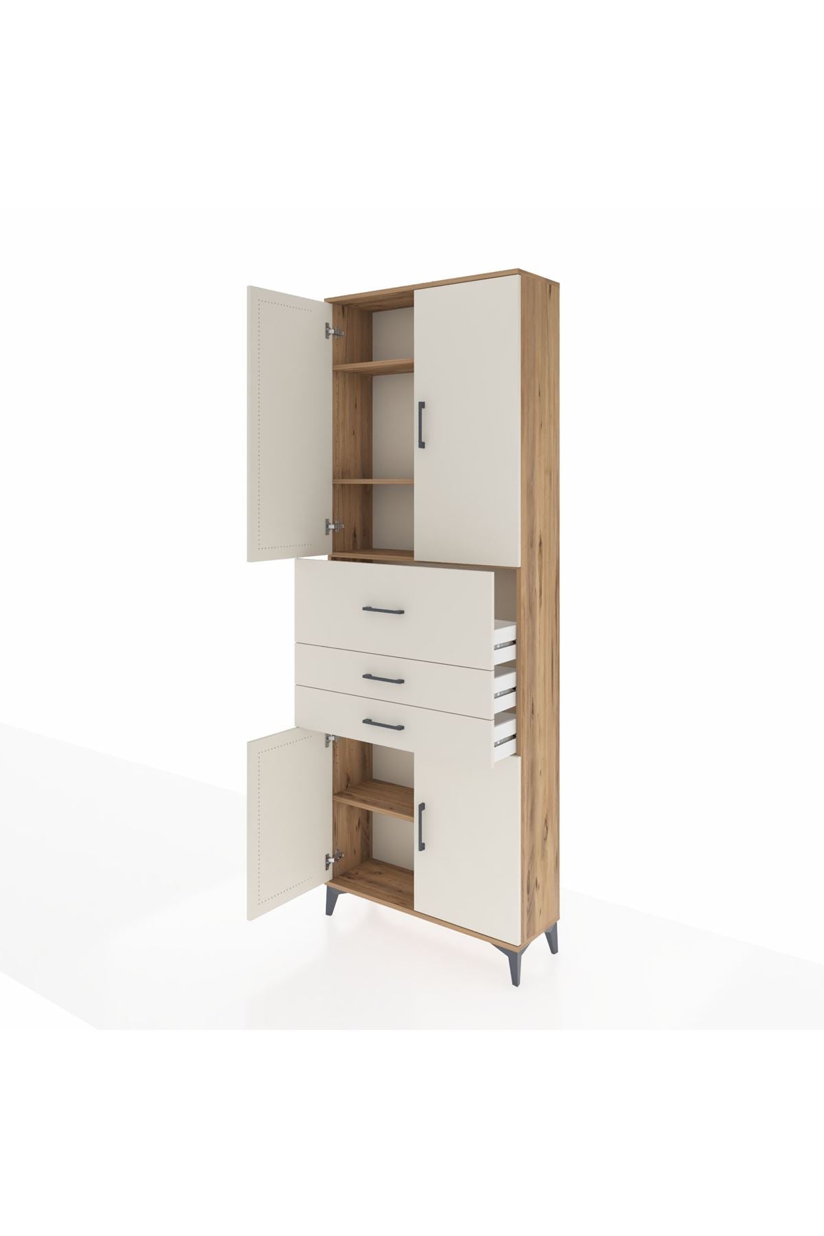 Arges Dolap 4 Raflı 3 Çekmeceli 4 Kapaklı 88x30x243 - S33M113V7A