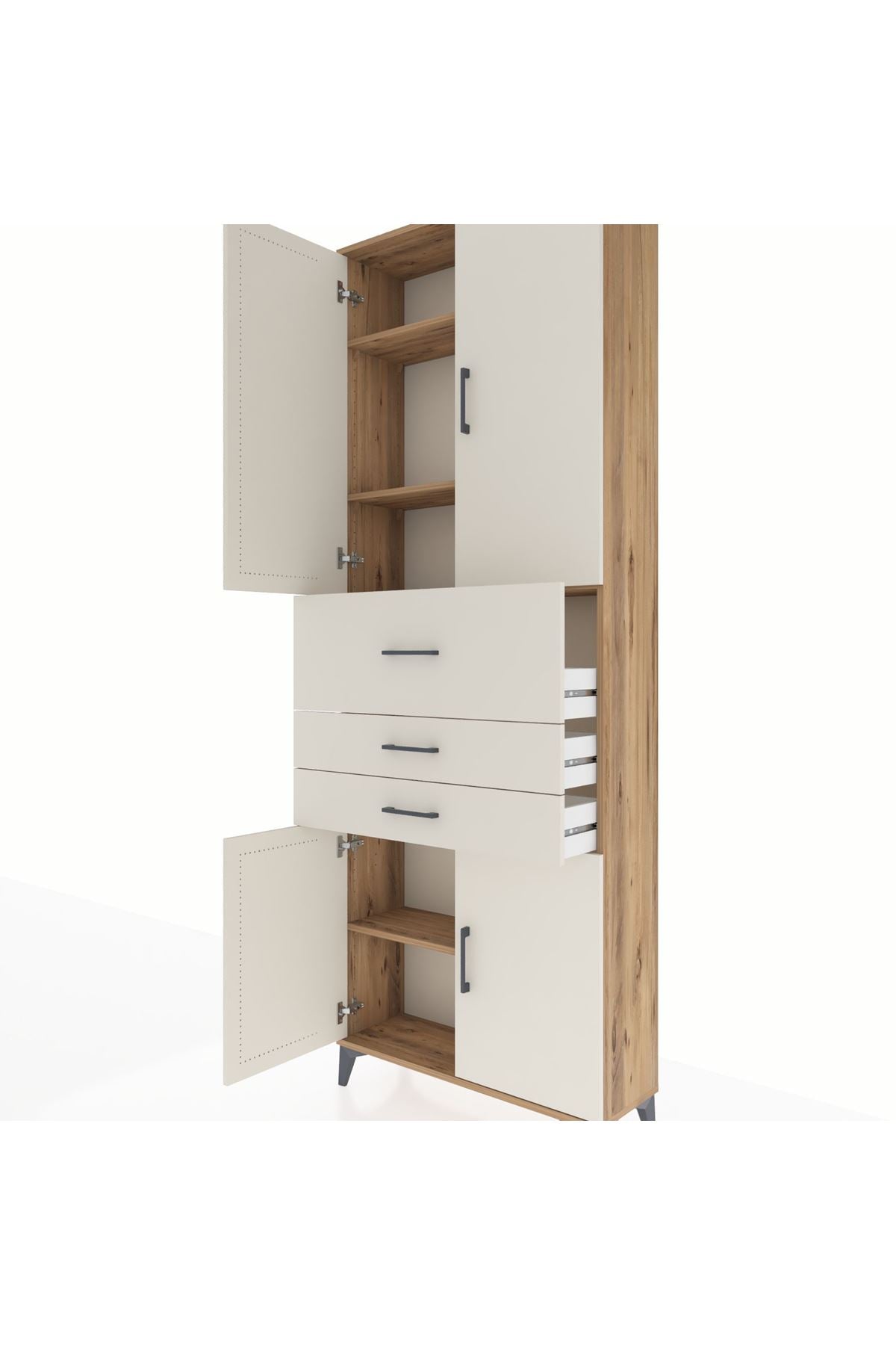 Arges Dolap 4 Raflı 3 Çekmeceli 4 Kapaklı 88x30x243 - S33M113V7A