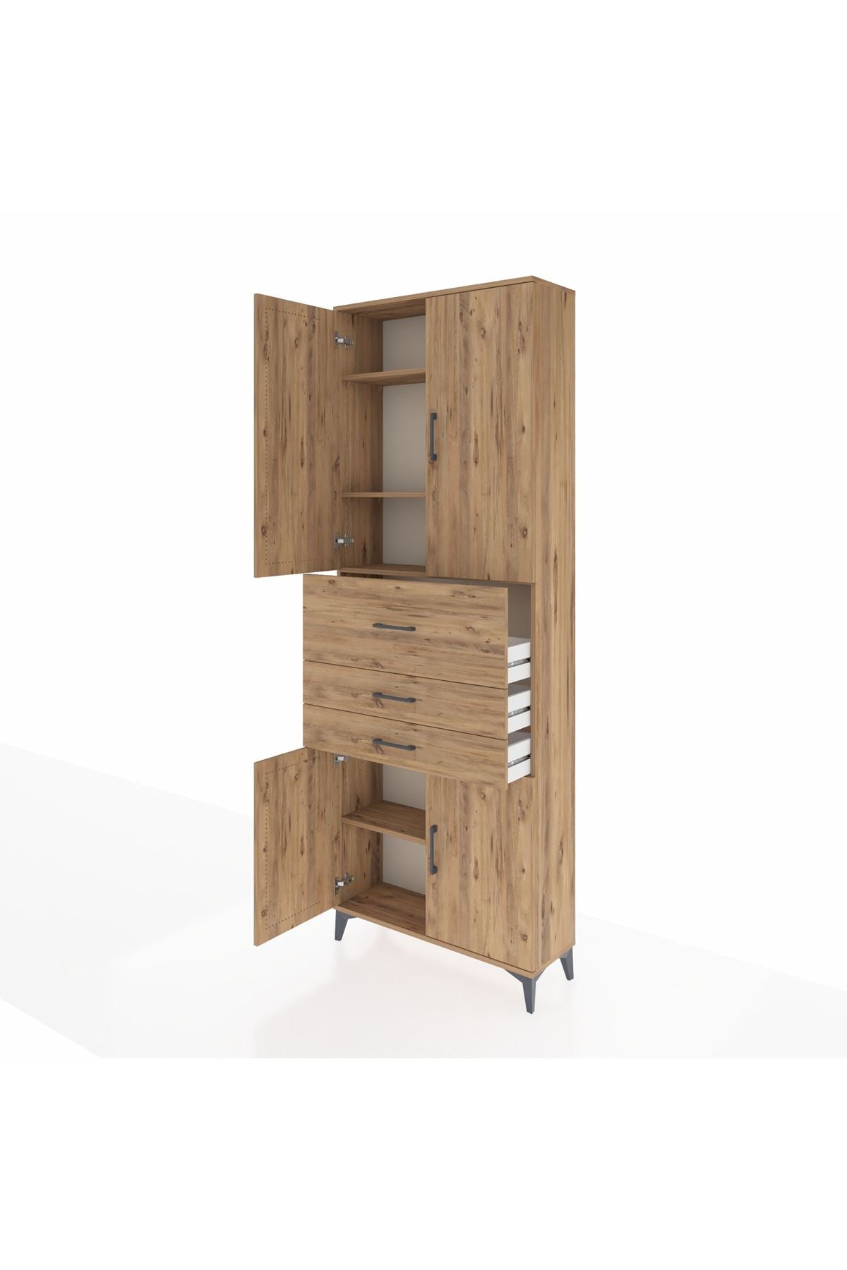 Arges Dolap 4 Raflı 3 Çekmeceli 4 Kapaklı 88x30x243 - S33M113V9A