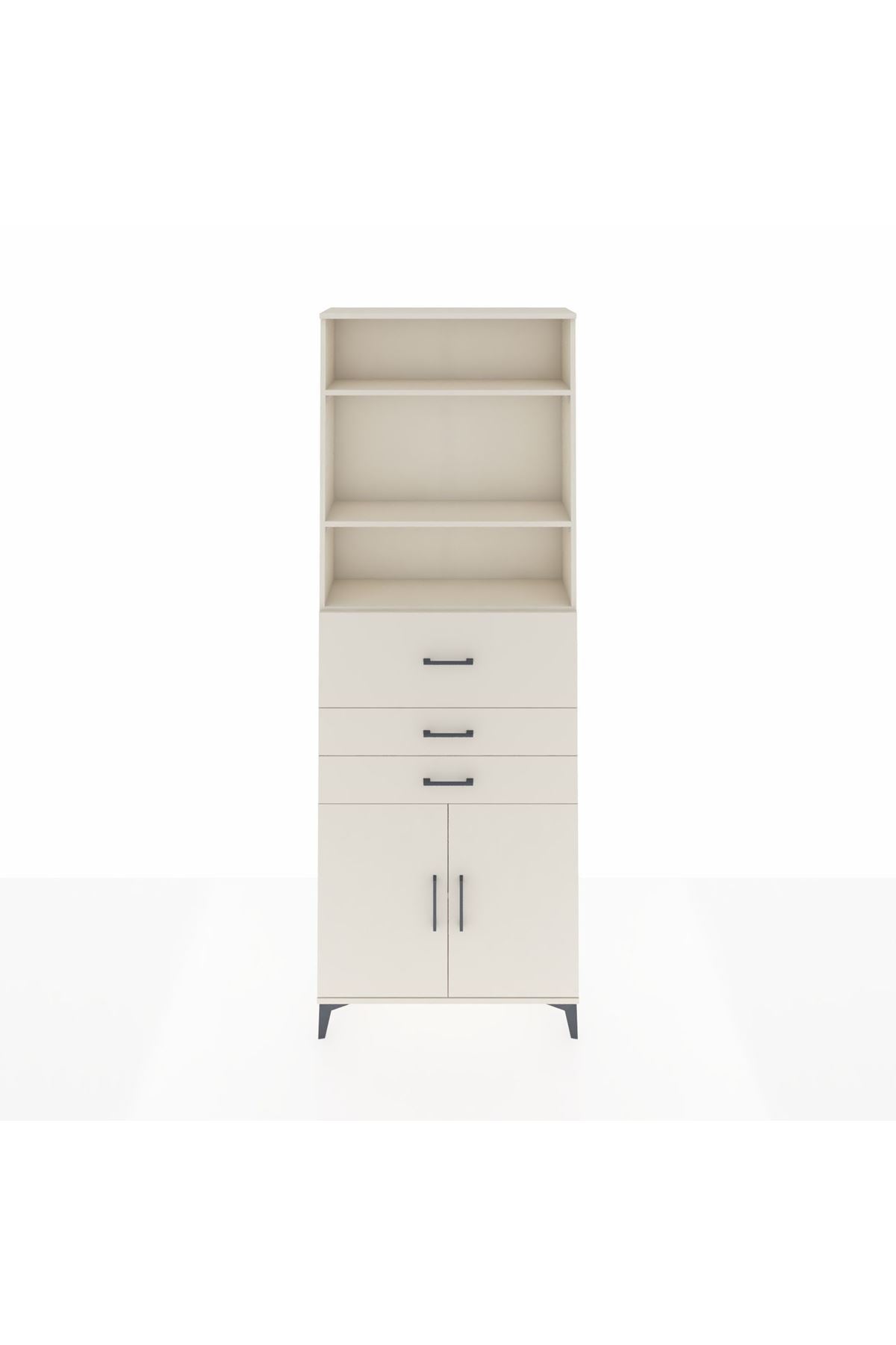 Arges Dolap 4 Raflı 3 Çekmeceli 2 Kapaklı 88x30x243 - S33M114V1A