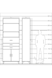 Arges Dolap 4 Raflı 3 Çekmeceli 2 Kapaklı 88x30x243 - S33M114V1A