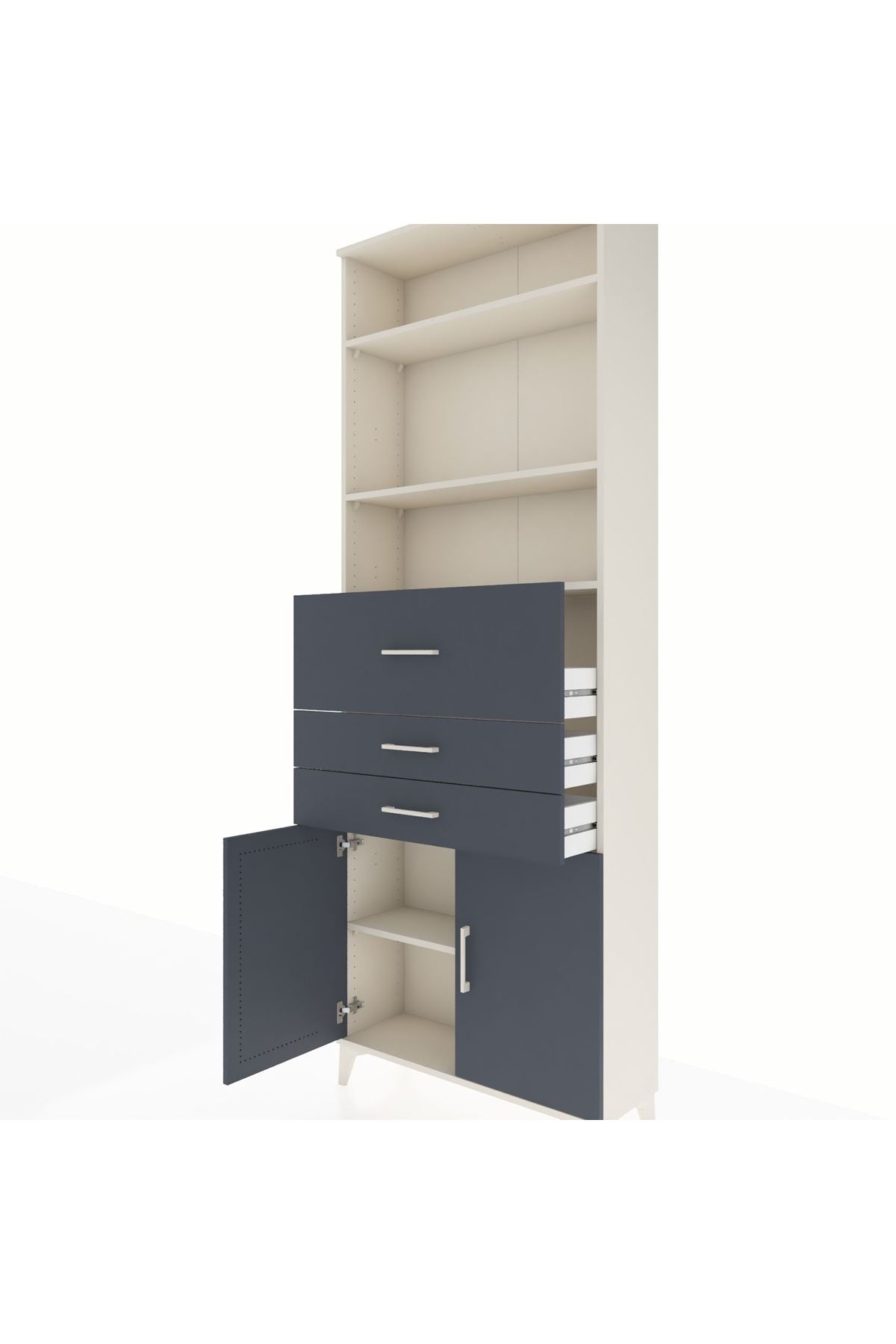 Arges Dolap 4 Raflı 3 Çekmeceli 2 Kapaklı 88x30x243 - S33M114V2A