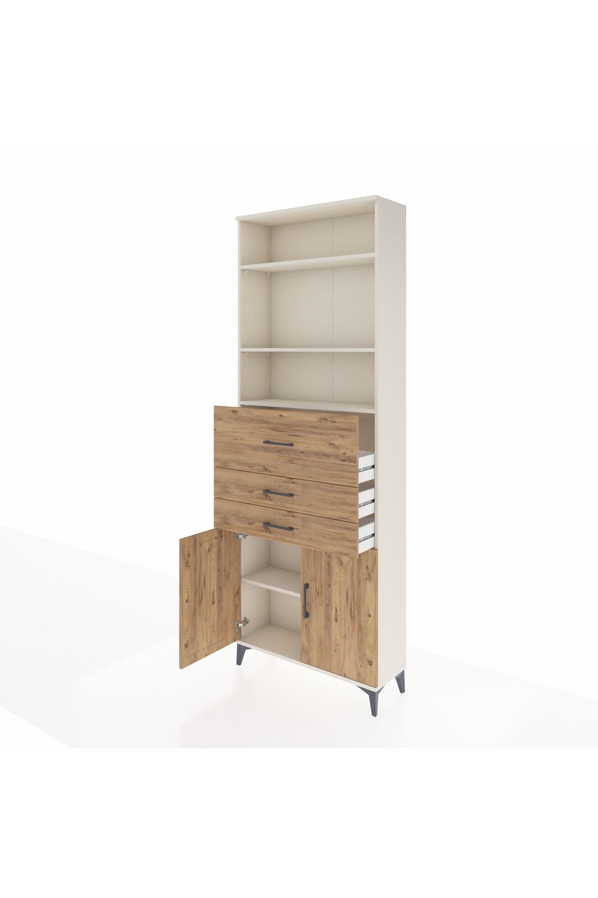 Arges Dolap 4 Raflı 3 Çekmeceli 2 Kapaklı 88x30x243 - S33M114V3A