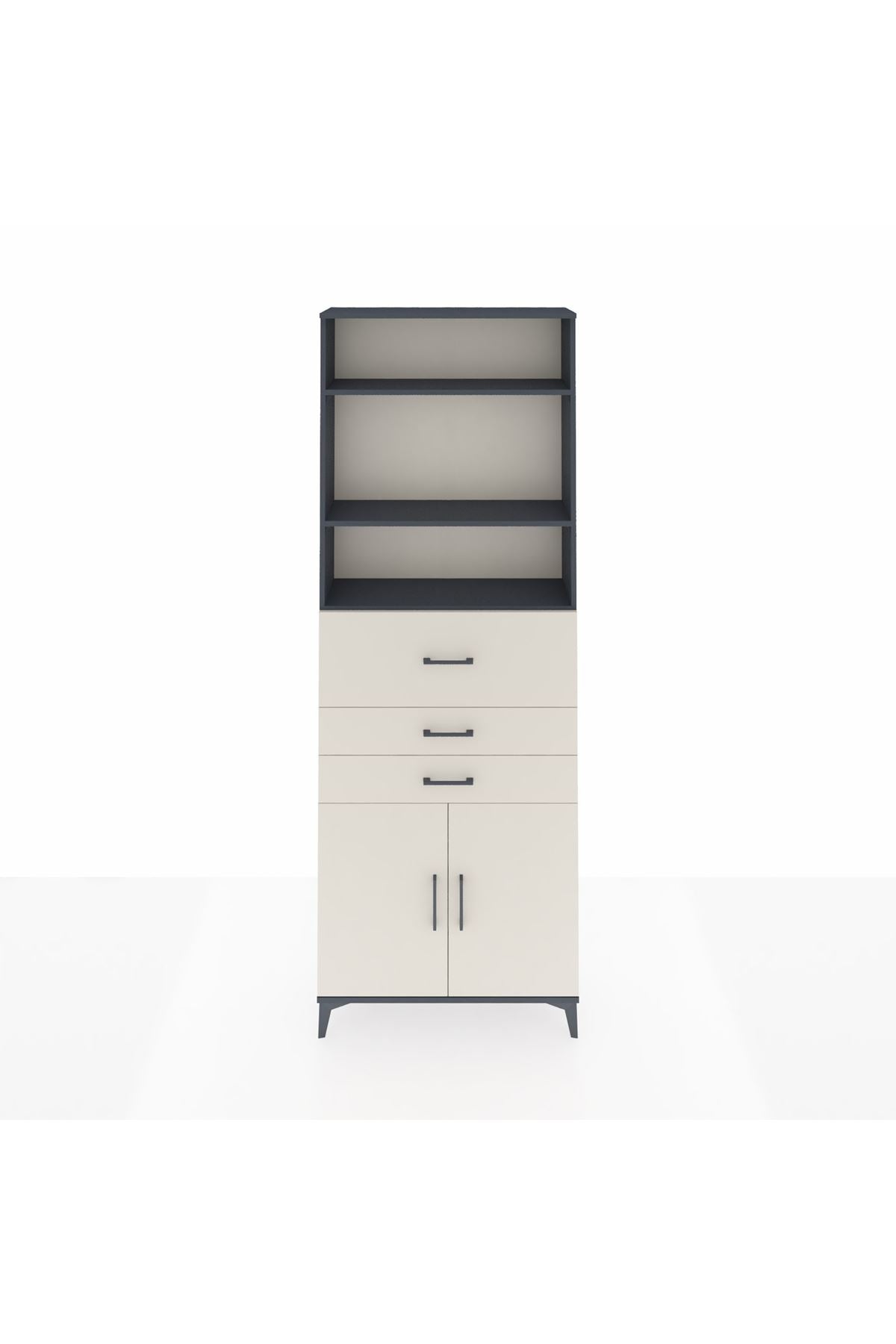 Arges Dolap 4 Raflı 3 Çekmeceli 2 Kapaklı 88x30x243 - S33M114V4A
