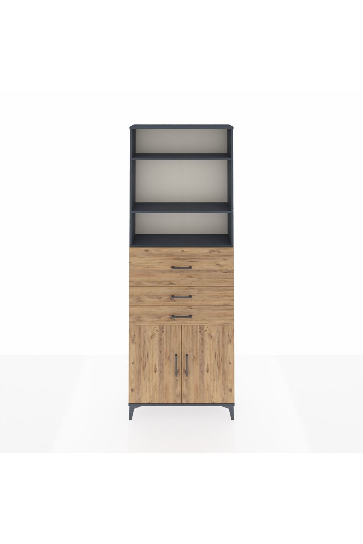 Arges Dolap 4 Raflı 3 Çekmeceli 2 Kapaklı 88x30x243 - S33M114V6A