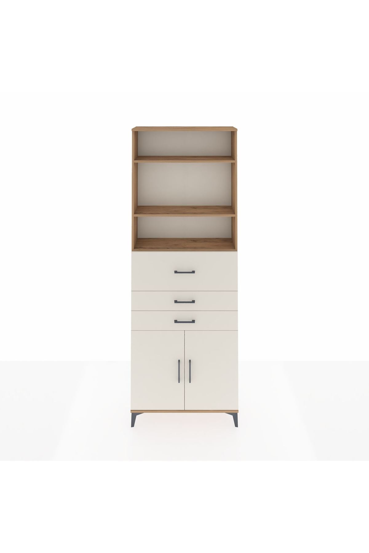 Arges Dolap 4 Raflı 3 Çekmeceli 2 Kapaklı 88x30x243 - S33M114V7A