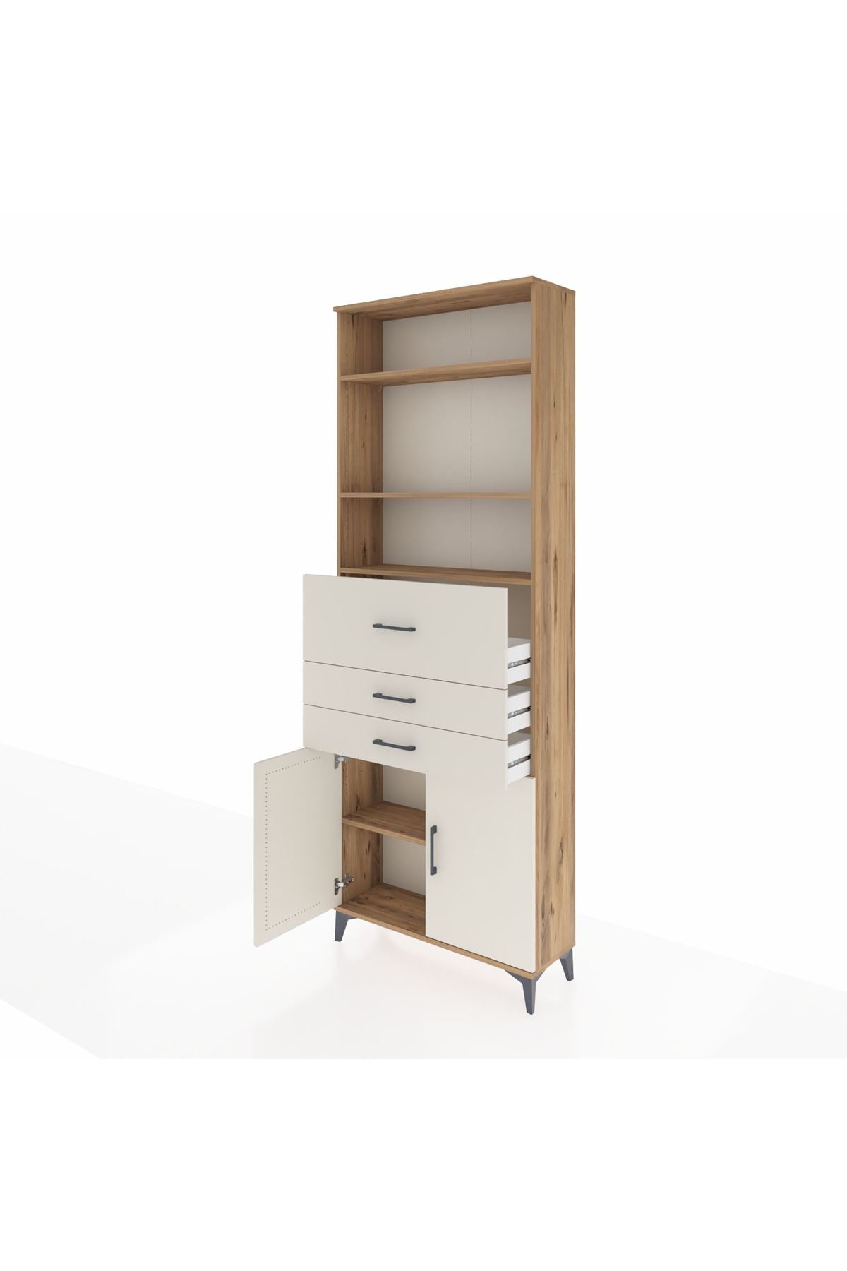 Arges Dolap 4 Raflı 3 Çekmeceli 2 Kapaklı 88x30x243 - S33M114V7A