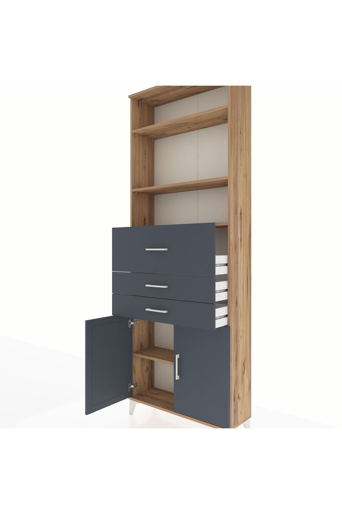 Arges Dolap 4 Raflı 3 Çekmeceli 2 Kapaklı 88x30x243 - S33M114V8A