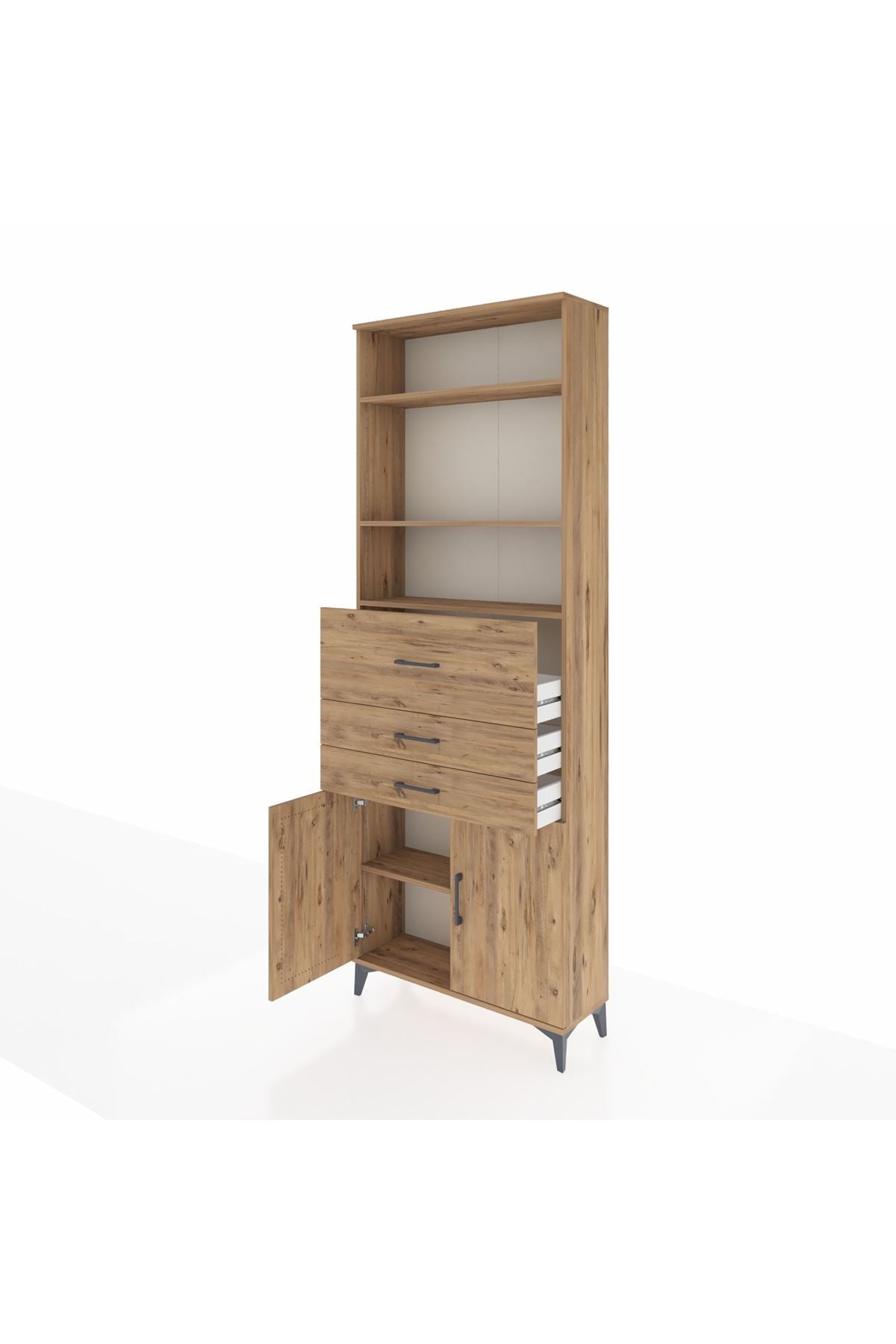 Arges Dolap 4 Raflı 3 Çekmeceli 2 Kapaklı 88x30x243 - S33M114V9A