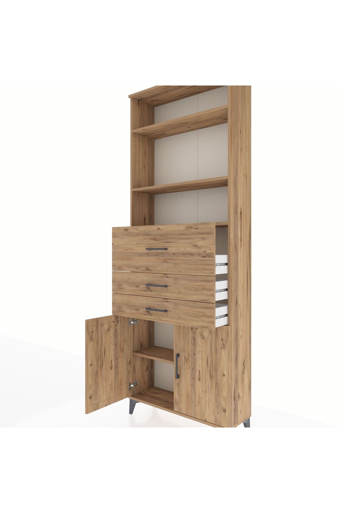 Arges Dolap 4 Raflı 3 Çekmeceli 2 Kapaklı 88x30x243 - S33M114V9A