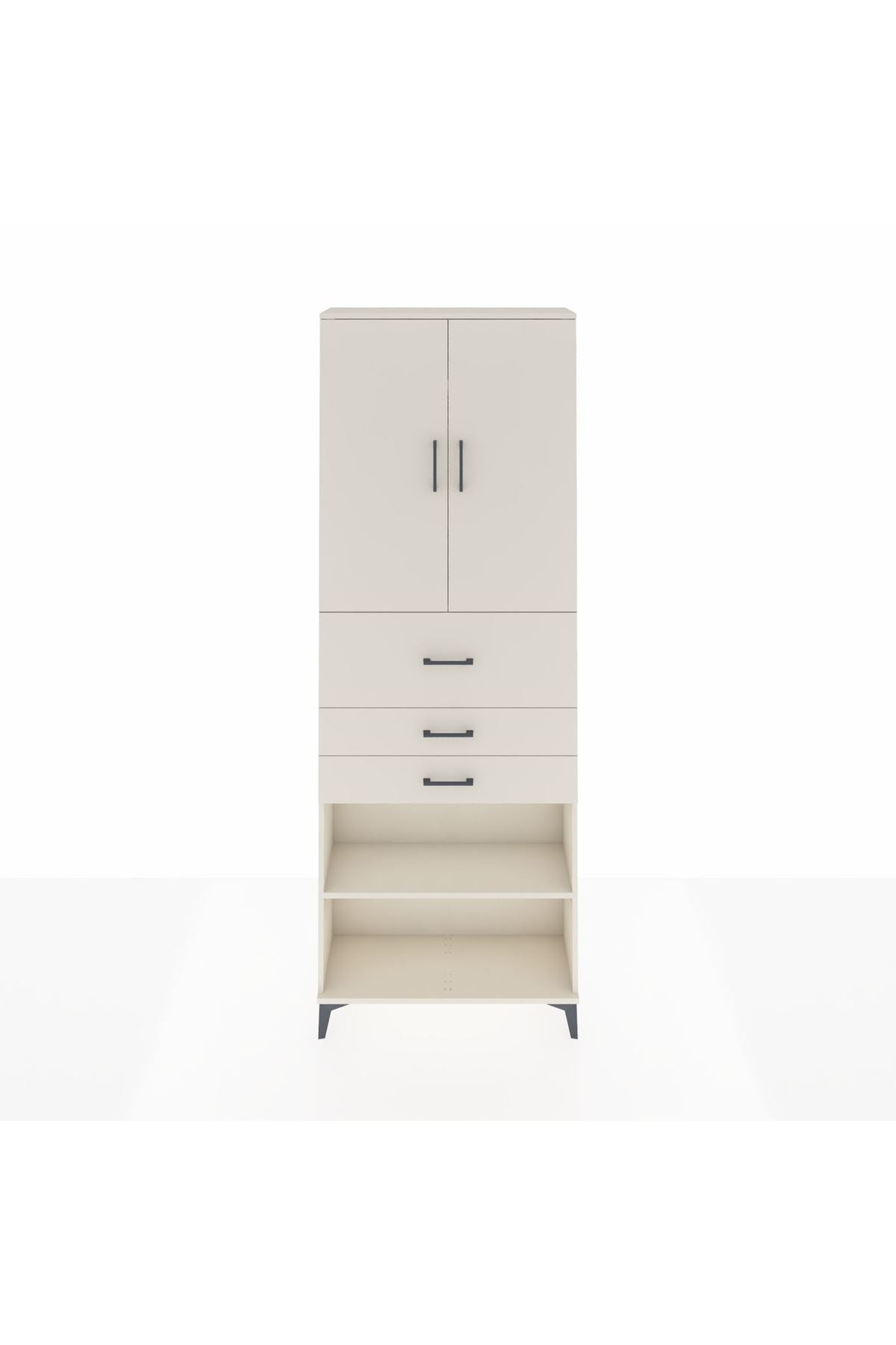 Arges Dolap 4 Raflı 3 Çekmeceli 2 Kapaklı 88x30x243 - S33M115V1A