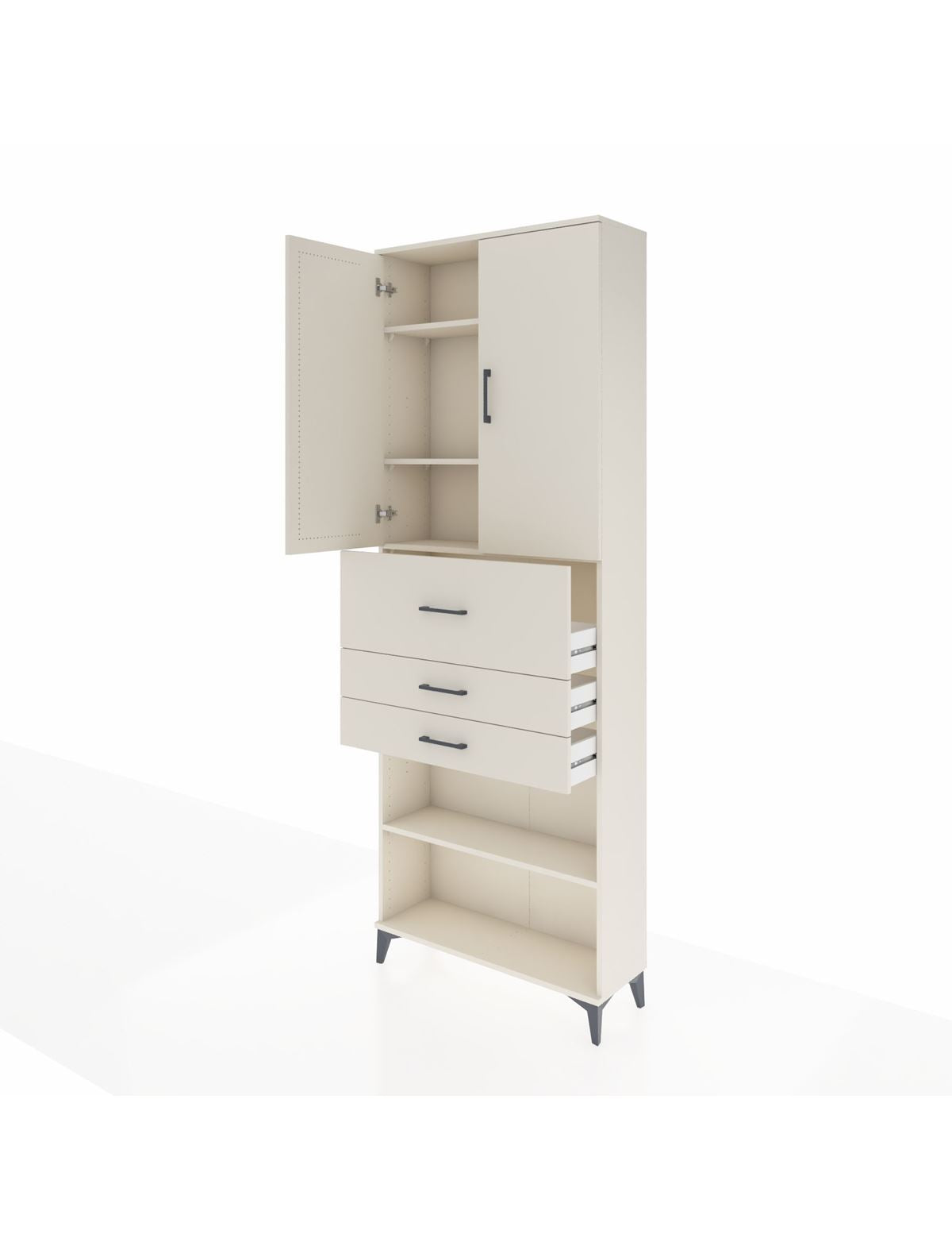 Arges Dolap 4 Raflı 3 Çekmeceli 2 Kapaklı 88x30x243 - S33M115V1A