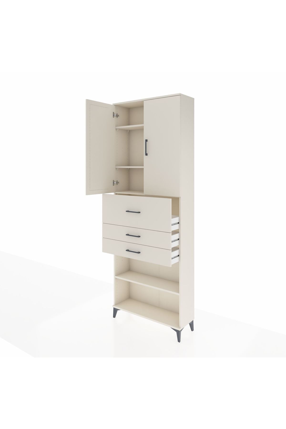 Arges Dolap 4 Raflı 3 Çekmeceli 2 Kapaklı 88x30x243 - S33M115V1A
