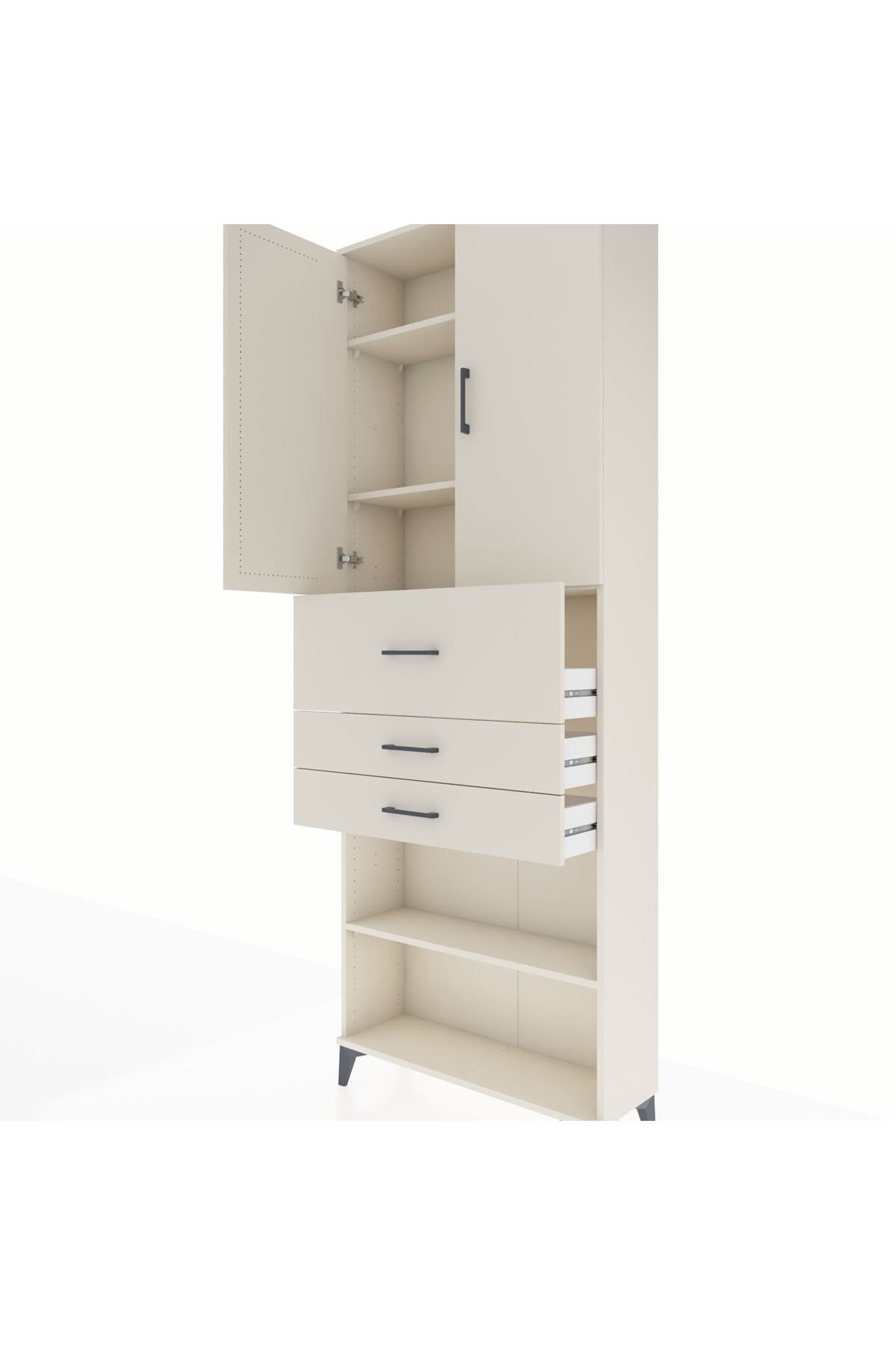 Arges Dolap 4 Raflı 3 Çekmeceli 2 Kapaklı 88x30x243 - S33M115V1A