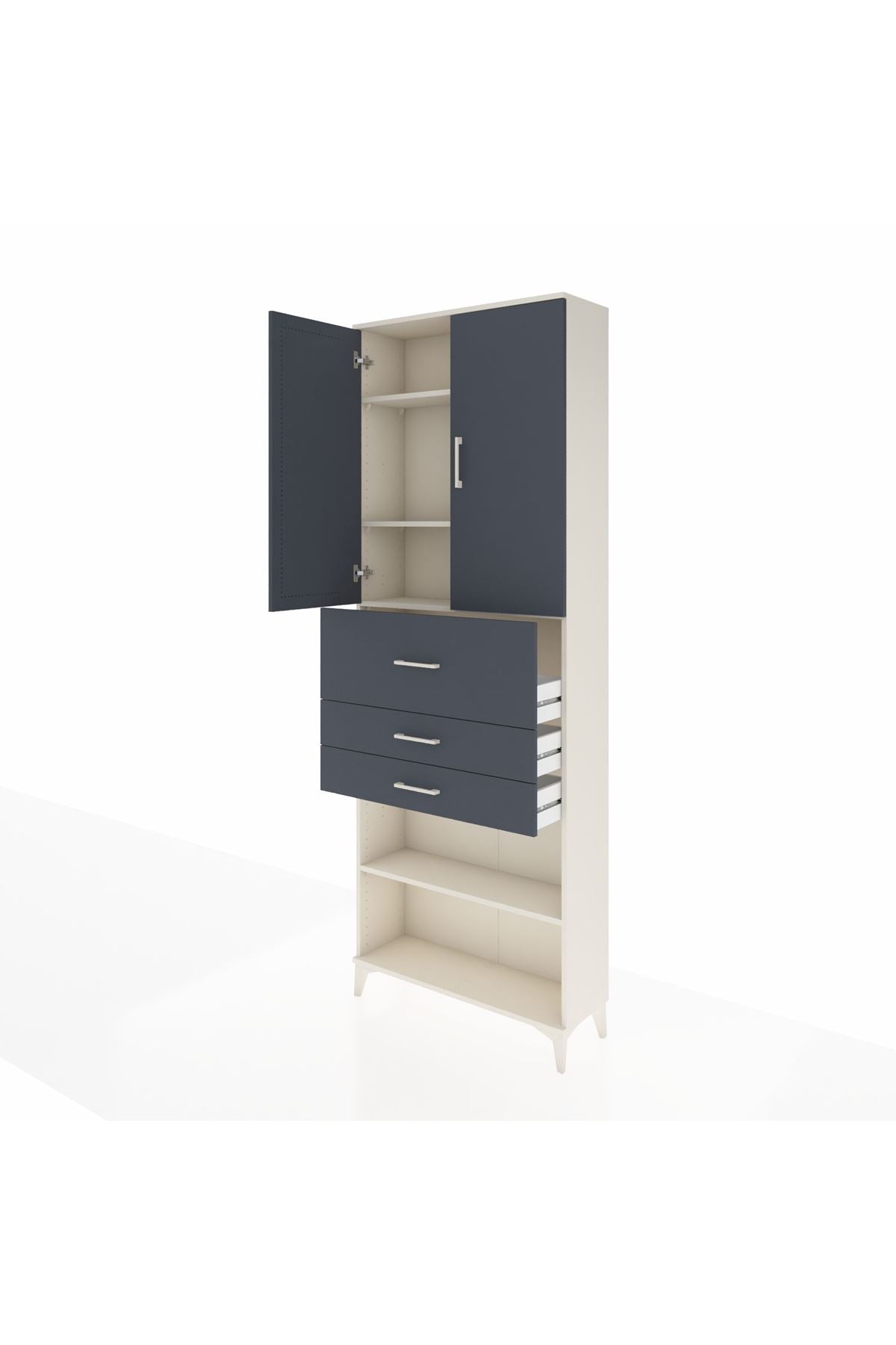 Arges Dolap 4 Raflı 3 Çekmeceli 2 Kapaklı 88x30x243 - S33M115V2A