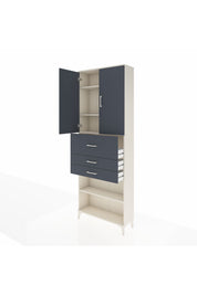 Arges Dolap 4 Raflı 3 Çekmeceli 2 Kapaklı 88x30x243 - S33M115V2A