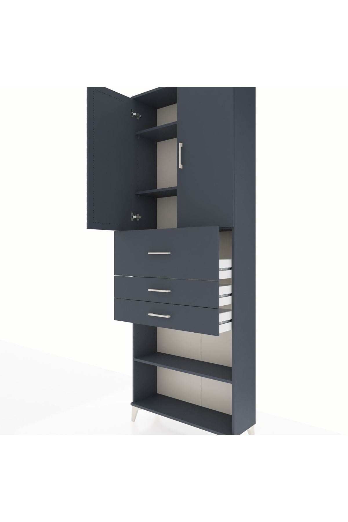 Arges Dolap 4 Raflı 3 Çekmeceli 2 Kapaklı 88x30x243 - S33M115V5A
