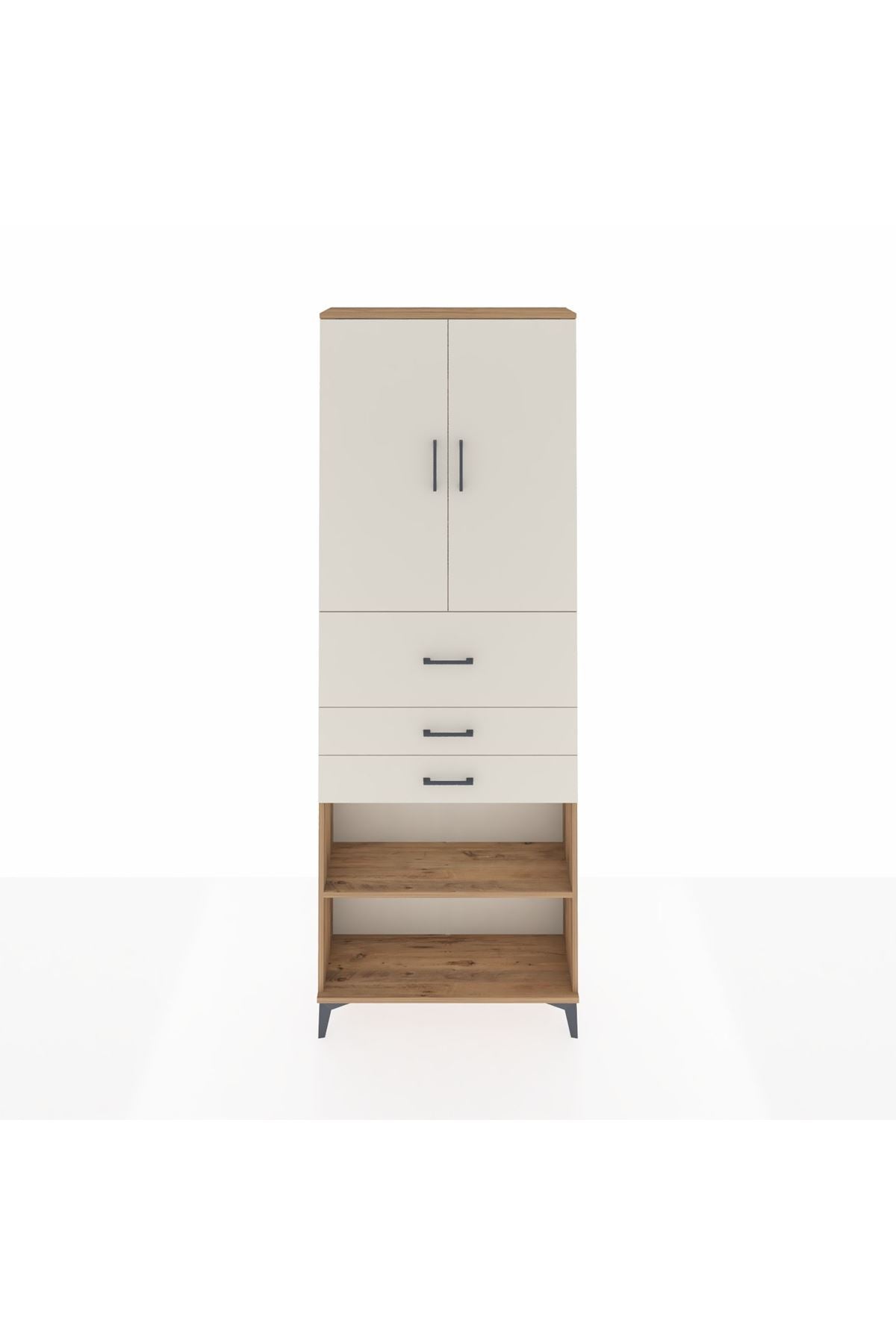 Arges Dolap 4 Raflı 3 Çekmeceli 2 Kapaklı 88x30x243 - S33M115V7A